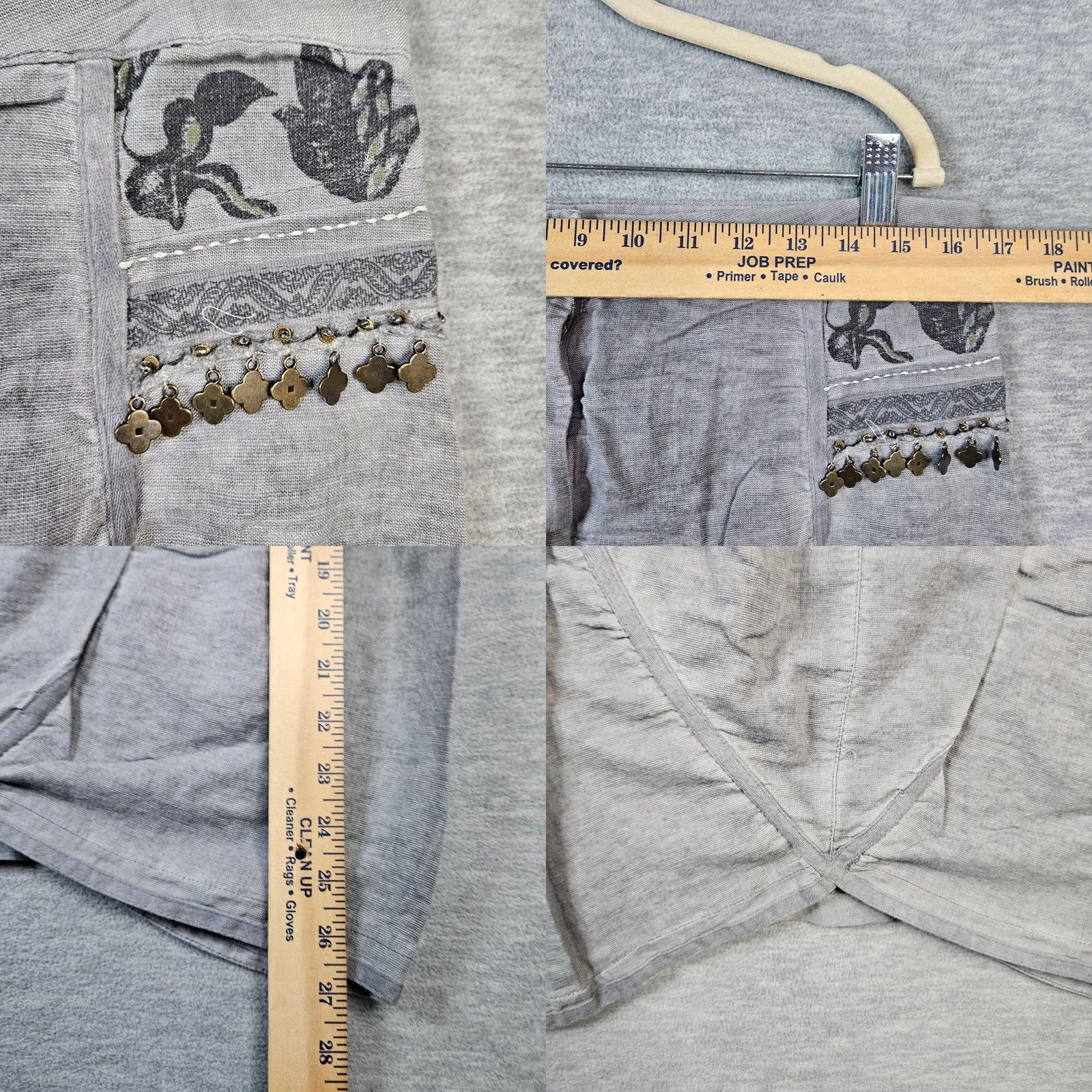 Vintage Angels Never die Women's Gray Button Embroidered Brass Floral Short Skirt Size 3 Size 26" / US 2 / IT 38 - 8 Thumbnail