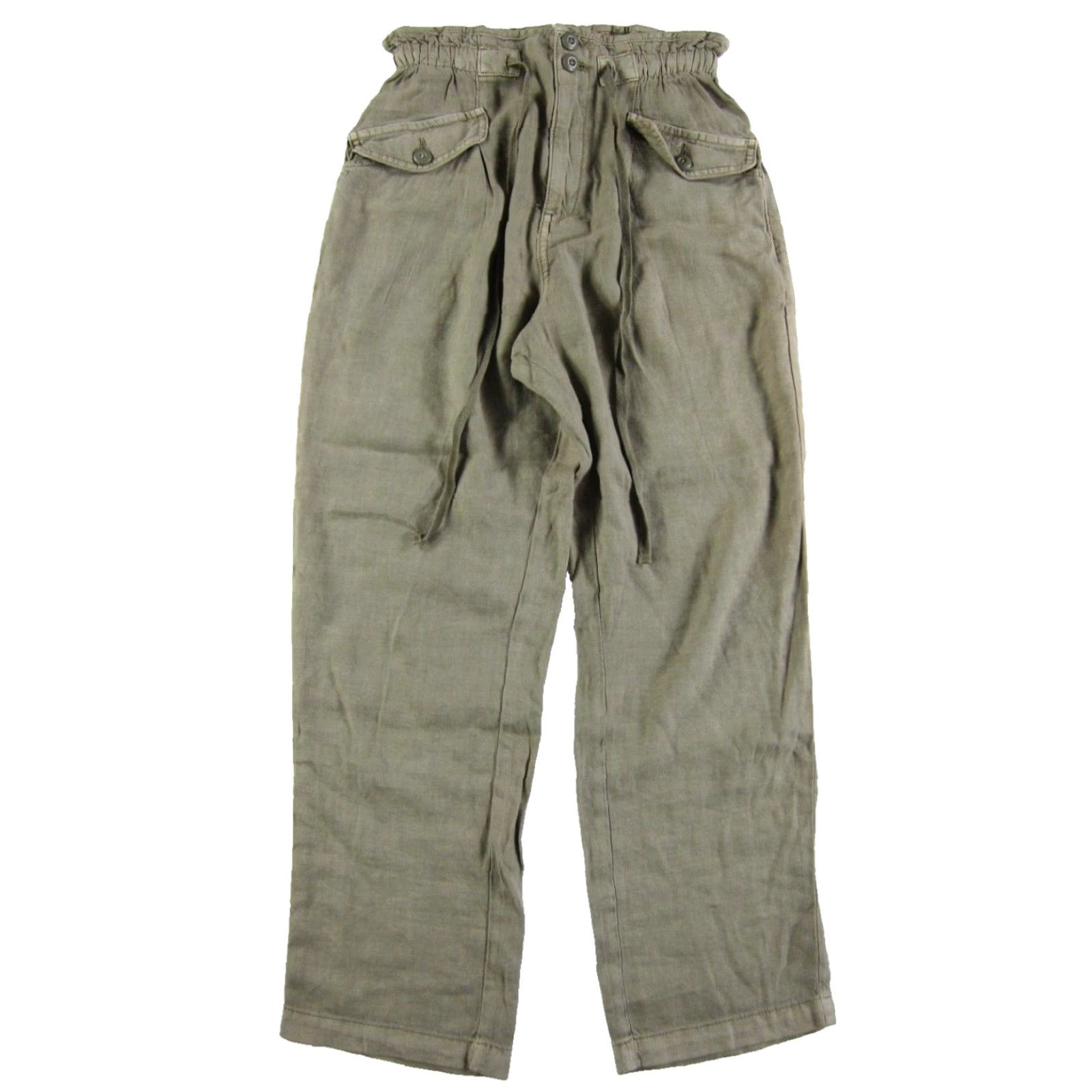 American Eagle Outfitters American Eagle Outfitters Pants Women 2 Olive Green Linen Rayon High Rise Wide Leg Pockets 24" Waist 31" Inseam Size 26" / US 2 / IT 38 - 2 Thumbnail