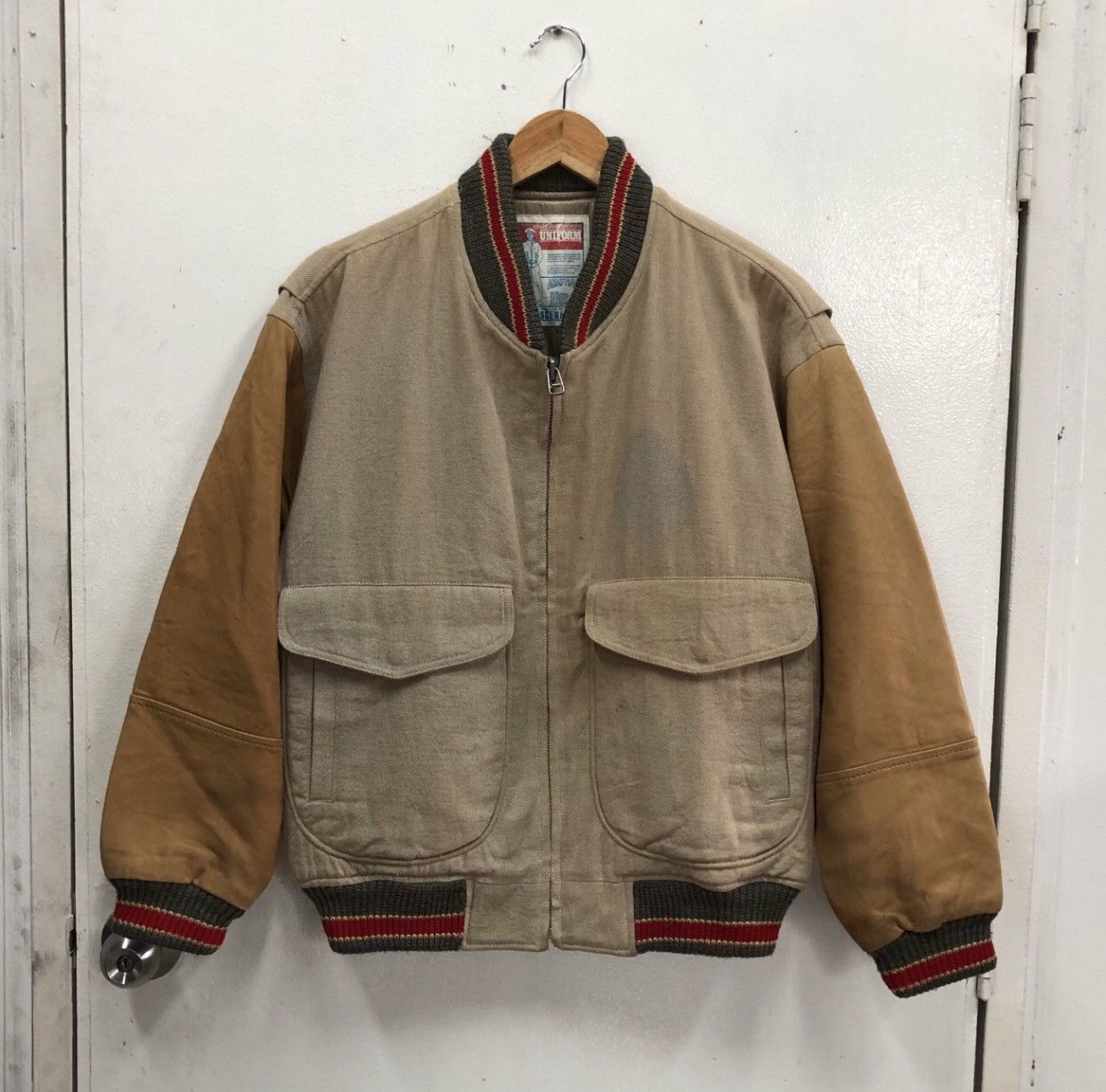Vintage Vintage Scene Army/Navy Letterman Jacket Cowhide Leather Size US M / EU 48-50 / 2 - 1 Thumbnail