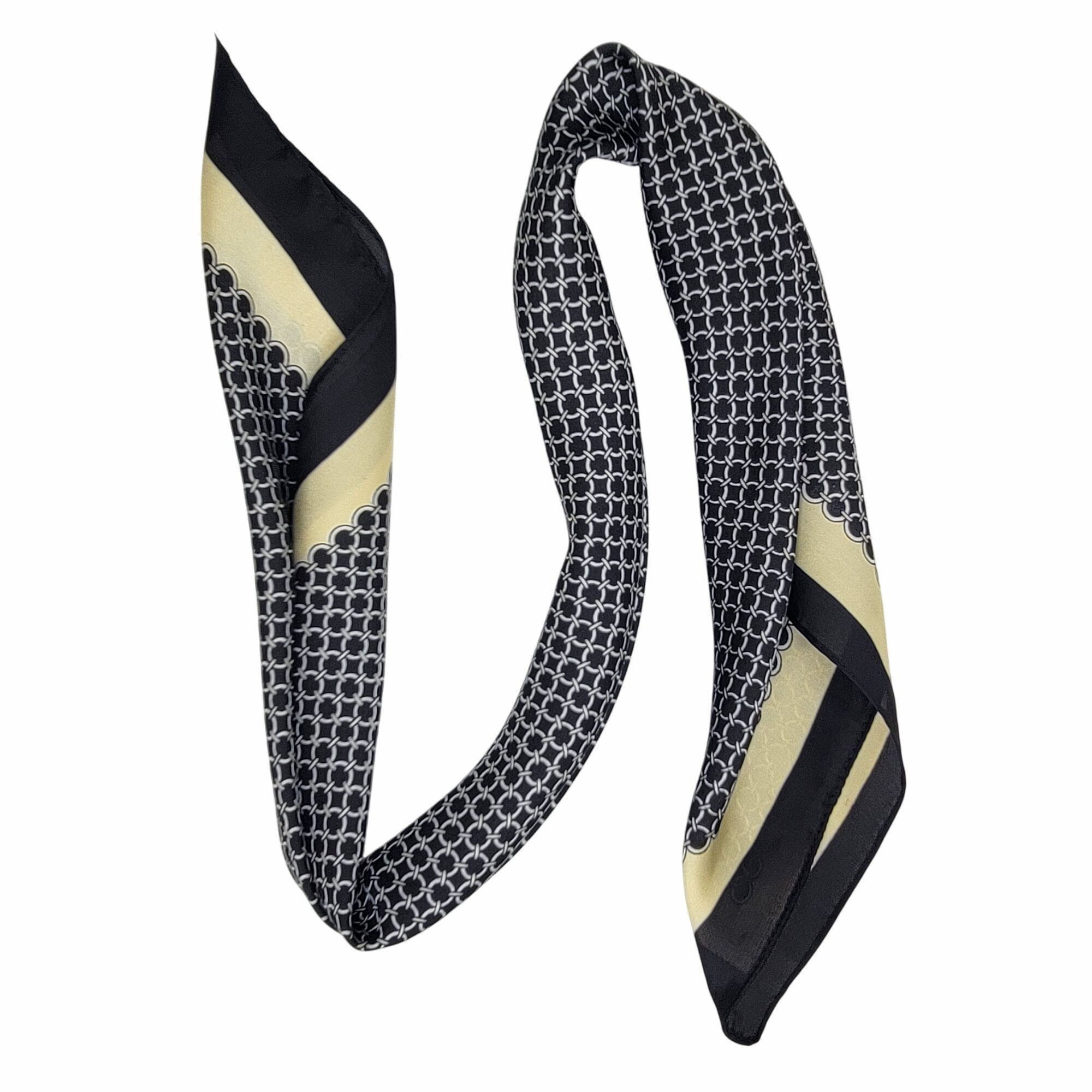 Other ❤️Silky Square Scarf Black Gold Geometric Chain Print Vintag Size ONE SIZE - 4 Thumbnail