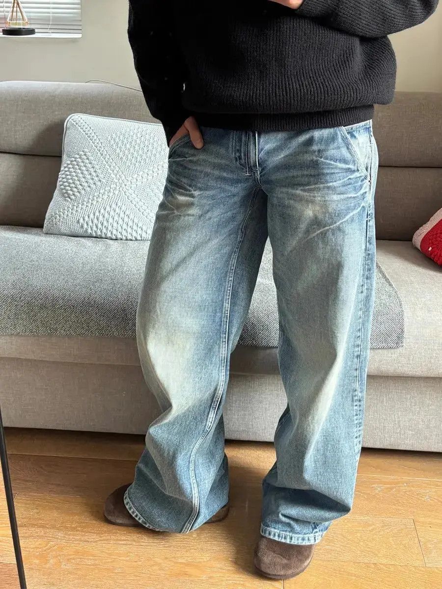 Japanese Brand Loose straight leg lightning jeans Size US 30 / EU 46 - 2 Thumbnail