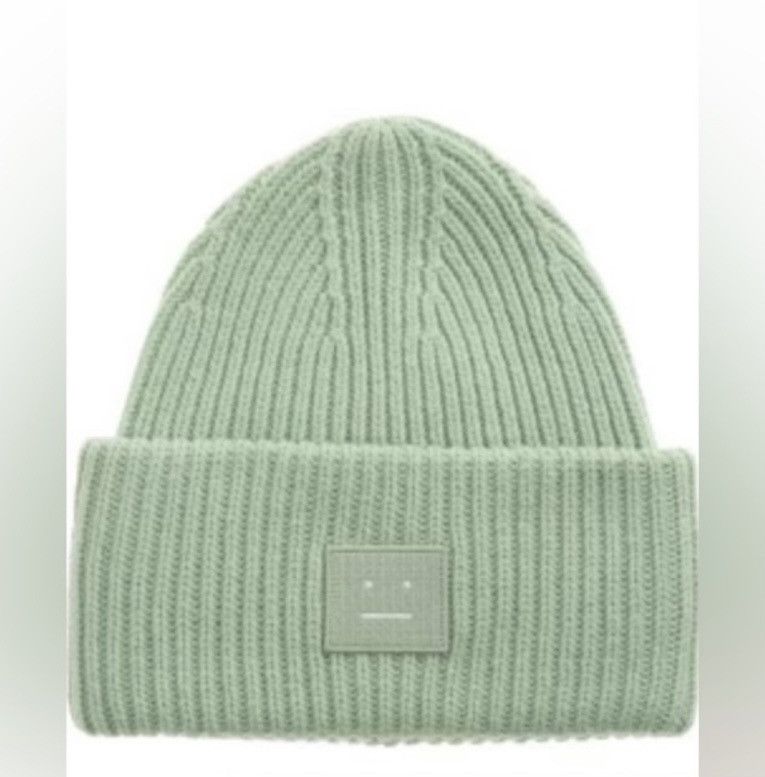 image of Acne Studios Acne Studio Pansy Face Rib Wool Beanie in Green, Women's