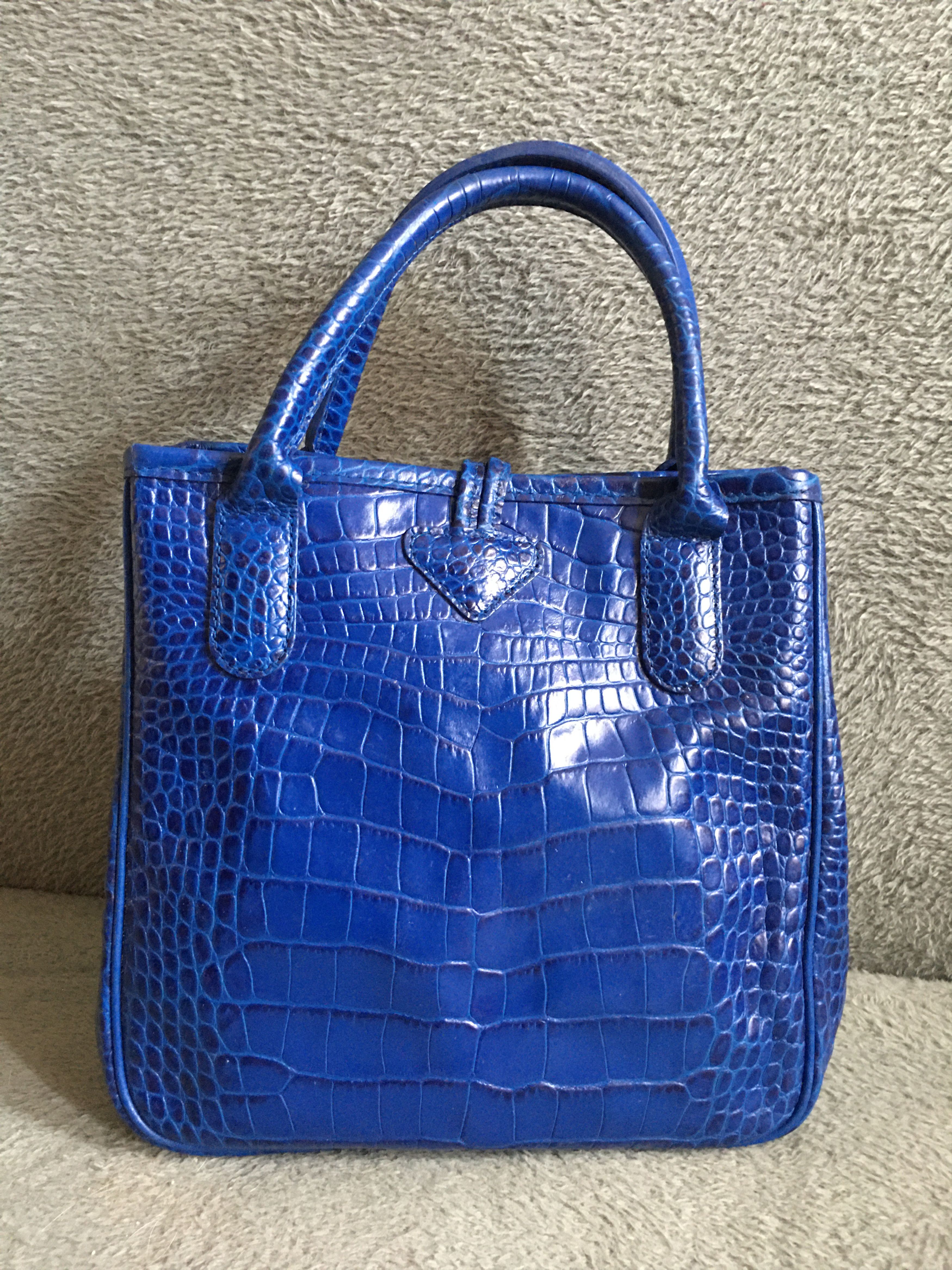 Longchamp LONGCHAMP Roseau Crocodile Embossed Leather Bag Handbag Size ONE SIZE - 2 Thumbnail
