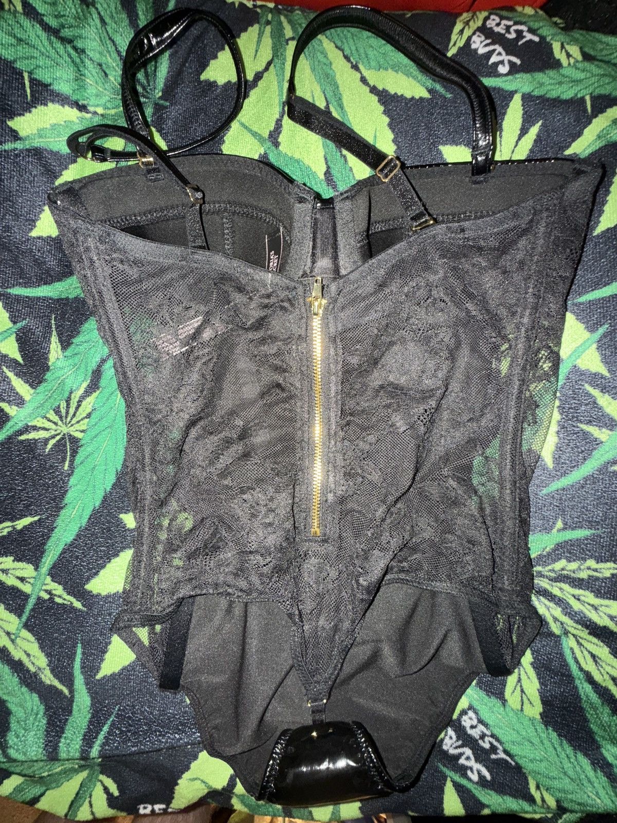 Pink Victoria’s Secret black latex Teddy bodysuit Size XS / US 0-2 / IT 36-38 - 2 Thumbnail
