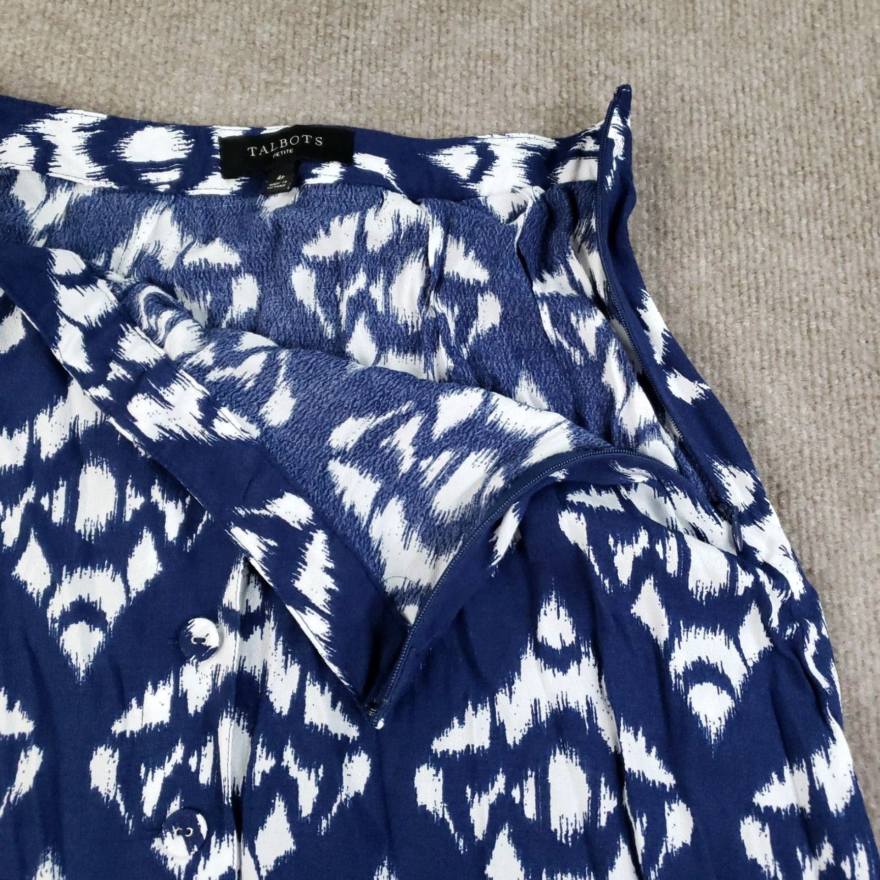 Talbots Talbots Skirt 4P Blue White Midi A-Line Petite Women Lightweight Vintage No Size 27" / US 4 / IT 40 - 7 Thumbnail