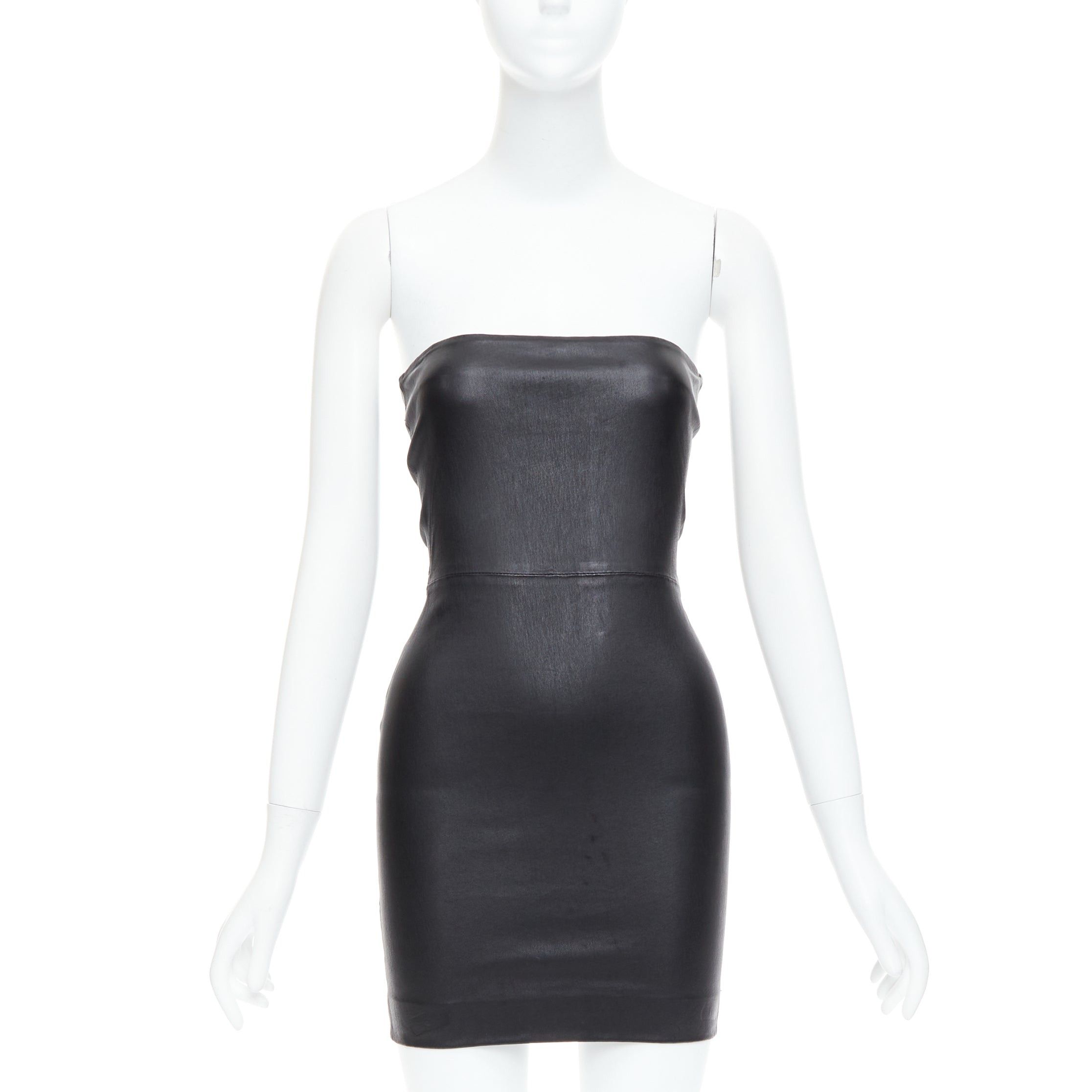 Other SPRWMN black genuine leather strapless mini tube dress US0 XS Size S / US 4 / IT 40 - 1 Thumbnail