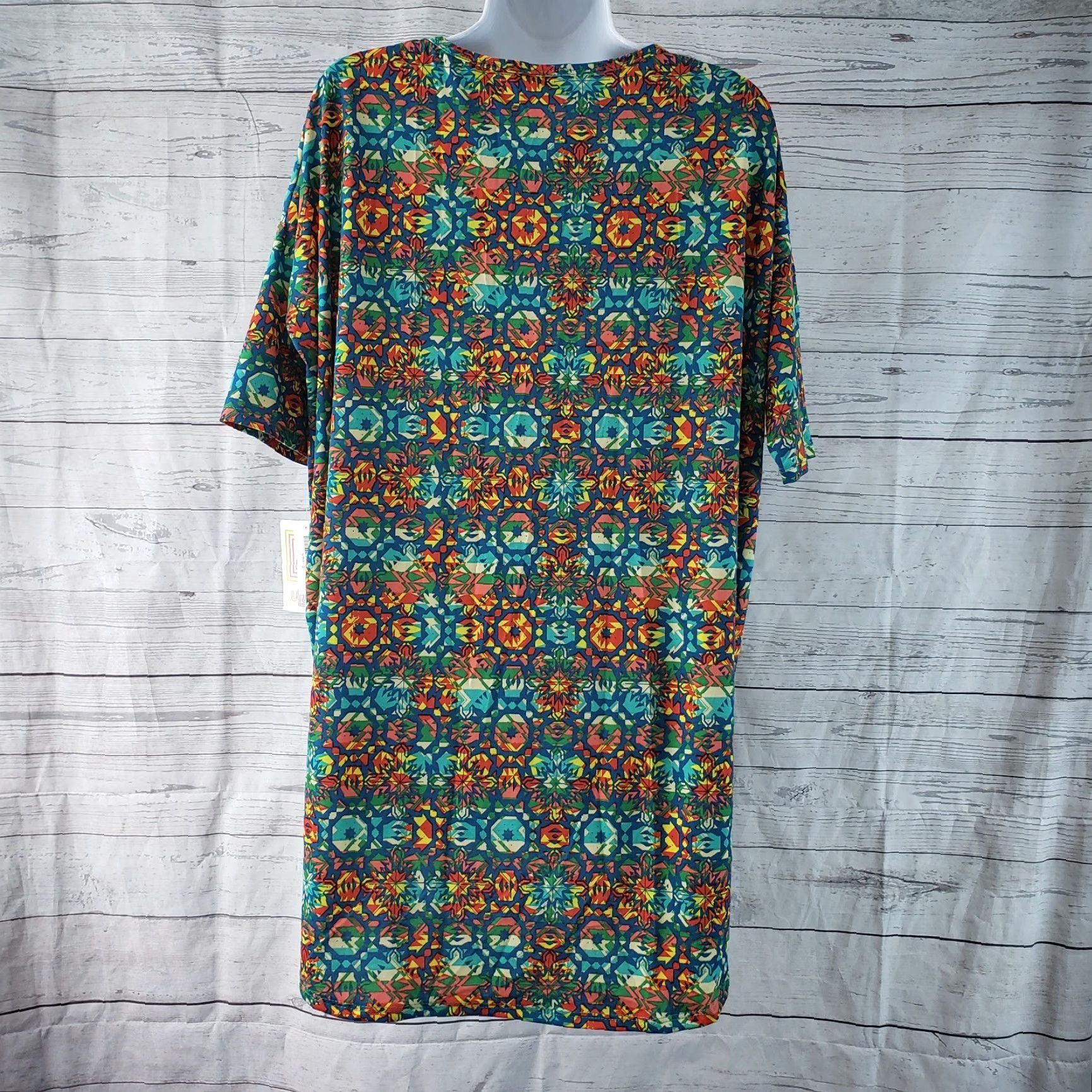 Vintage LuLaRoe Irma Top Sz S Blue Green Abstract Short Sleeve Polyester Blend Womens T-Shirt Vintage No Size S / US 4 / IT 40 - 3 Thumbnail