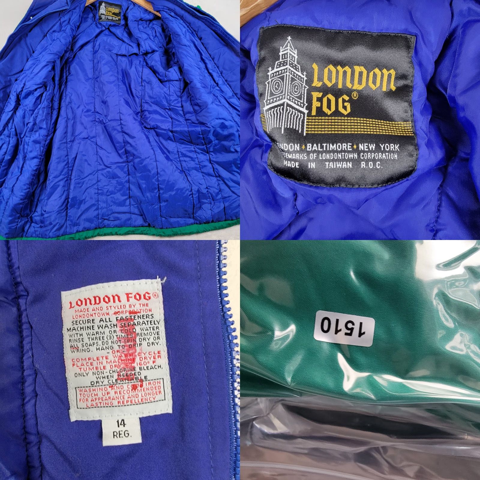 London Fog VINTAGE Towne London Fog Jacket Women Reg XS Green Purple 14 Winter Coat Size XS / US 0-2 / IT 36-38 - 10 Thumbnail