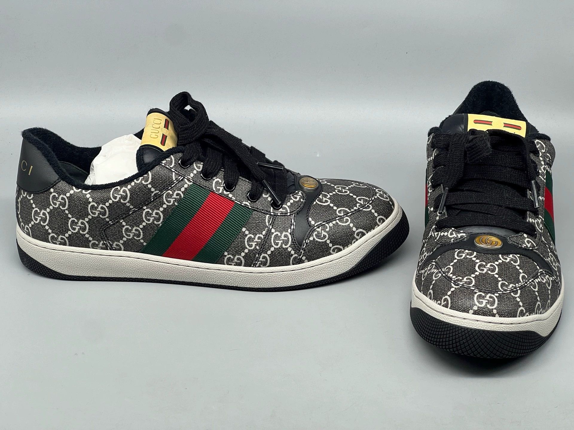 Gucci gucci mens black gray screener casual shoes Size US 8.5 / EU 41-42 - 2 Thumbnail