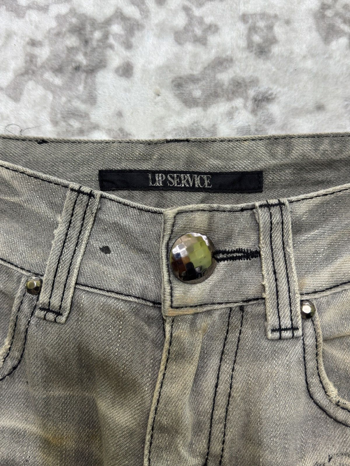Hysteric Glamour Lip Service Distressed Thrashed Denim Y2K Slim Fit Jeans Size US 27 - 8 Thumbnail