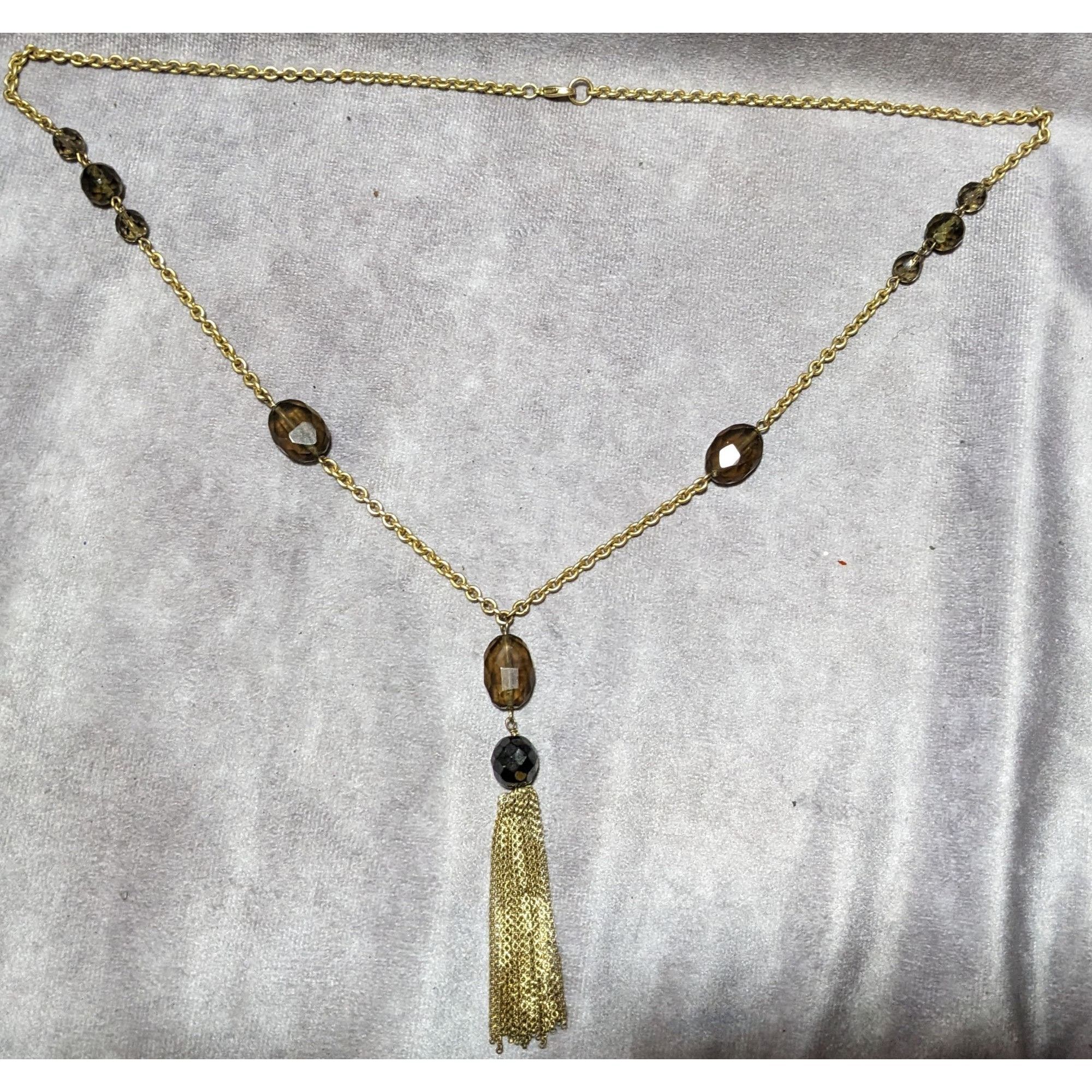 Other Glass Beaded Gold Chain Tassel Necklace Size ONE SIZE - 12 Thumbnail