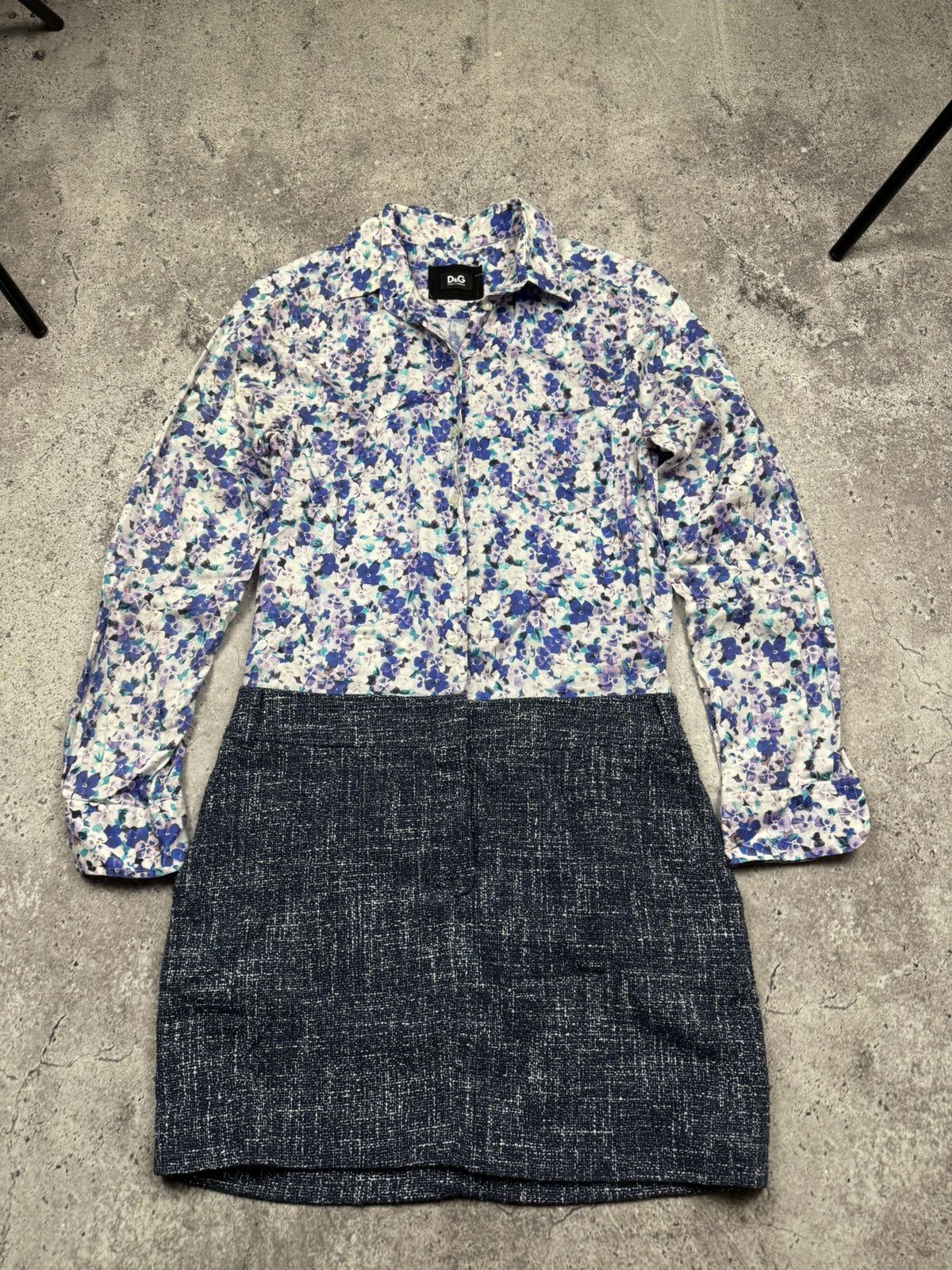 Dolce & Gabbana Dolce Gabbana D&G Floral Tweed Shirt/Skirt Dressed Rare Size S / US 4 / IT 40 - 2 Thumbnail