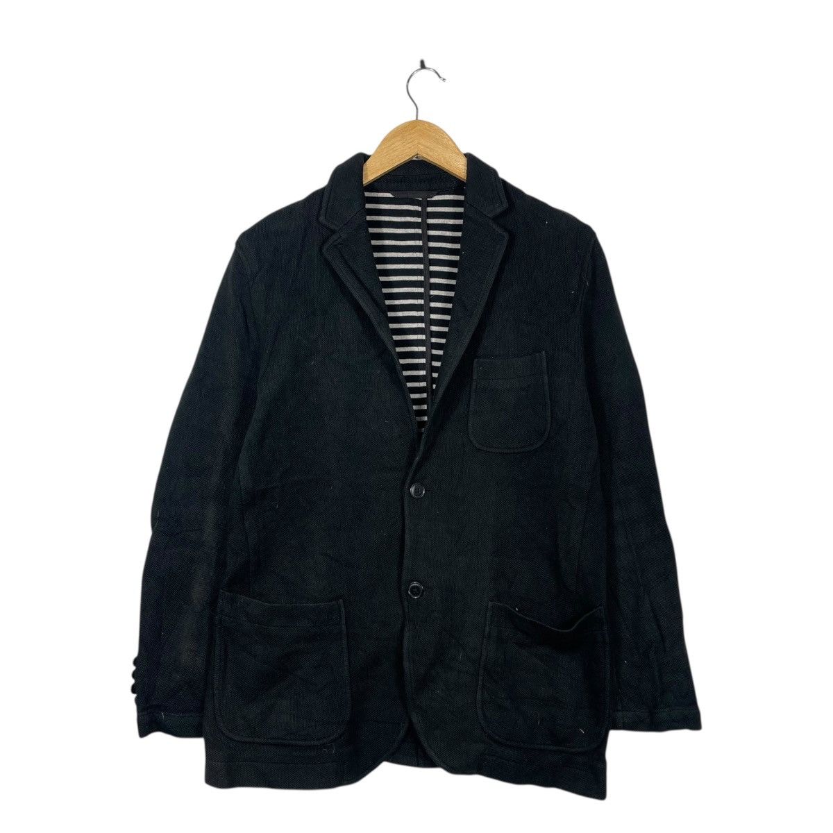 Lacoste Lacoste Men’s Black Knit Blazer Jacket Cardigan Striped Size 52R - 1 Thumbnail