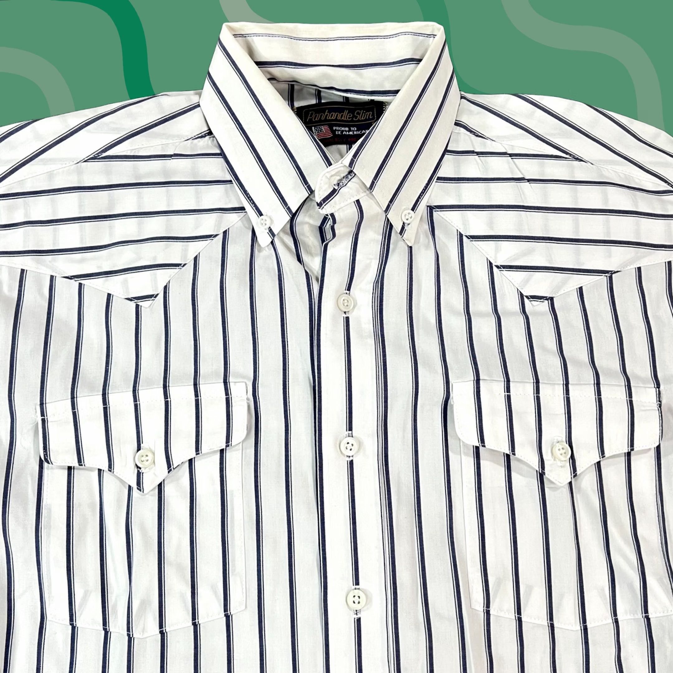 Vintage VINTAGE Panhandle Slim Shirt Mens 16 34 White Striped Cowboy Western Ranchwear USA VTG Size US L / EU 52-54 / 3 - 1 Thumbnail