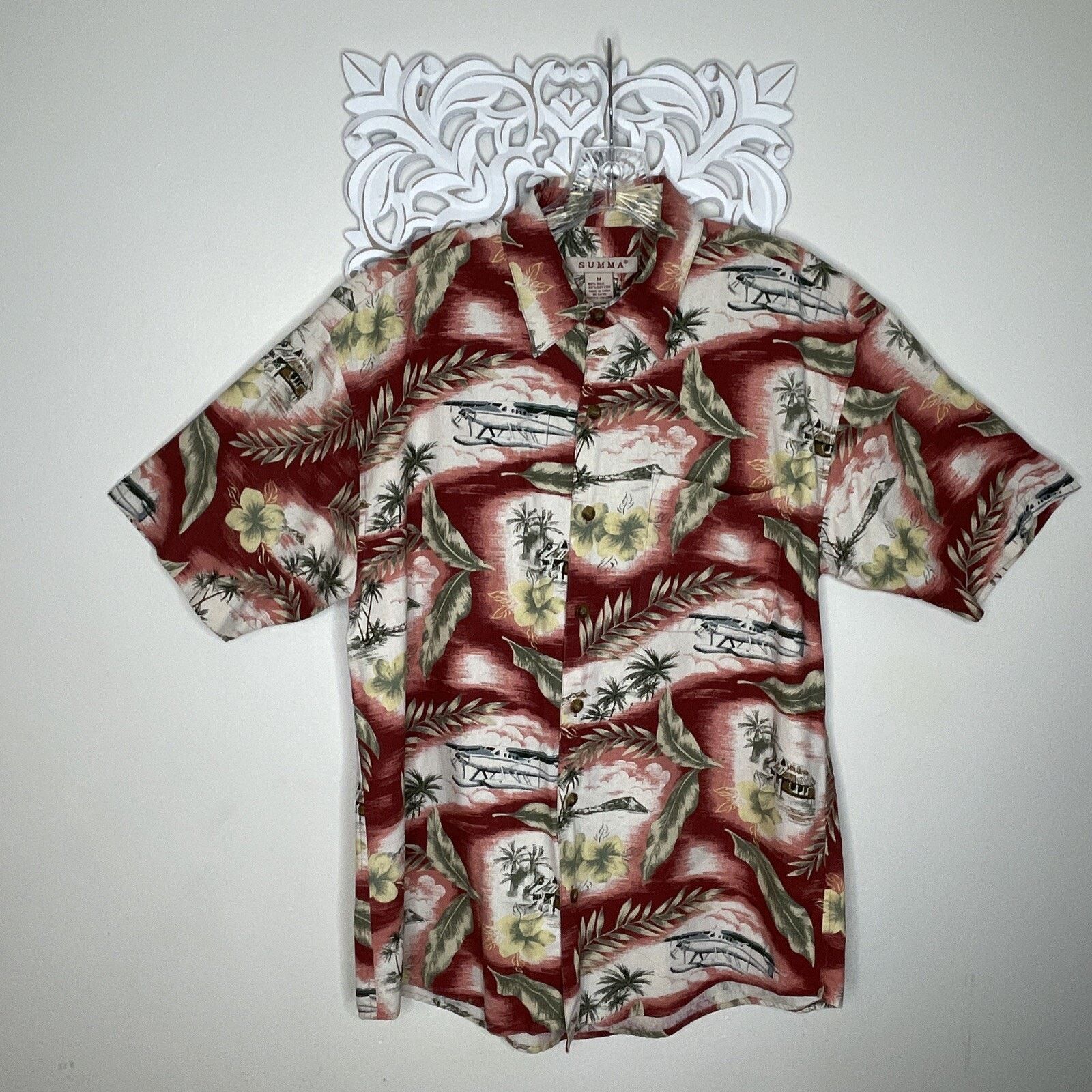 Other SUMMA Men's M Button Up Hawaiian Shirt Silk Cotton Blend Size US M / EU 48-50 / 2 - 2 Thumbnail
