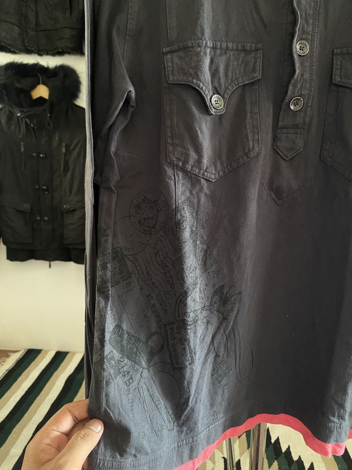 Raf Simons Japanese Buckaroo Poem Gothic Style DoubleLayer Longsleeve Size US L / EU 52-54 / 3 - 4 Thumbnail
