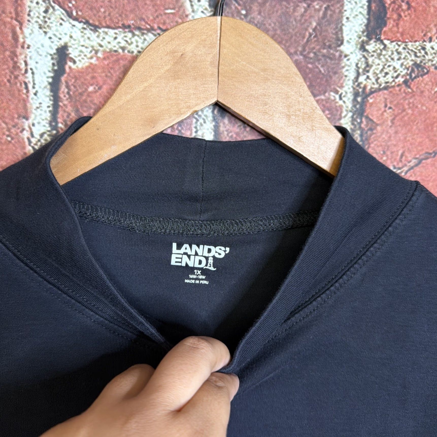 Lands' End Lands' End Cotton Black Turtleneck 1X Long Sleeve Blouse Womens Plus Short Formality? Size XL / US 12-14 / IT 48-50 - 2 Thumbnail