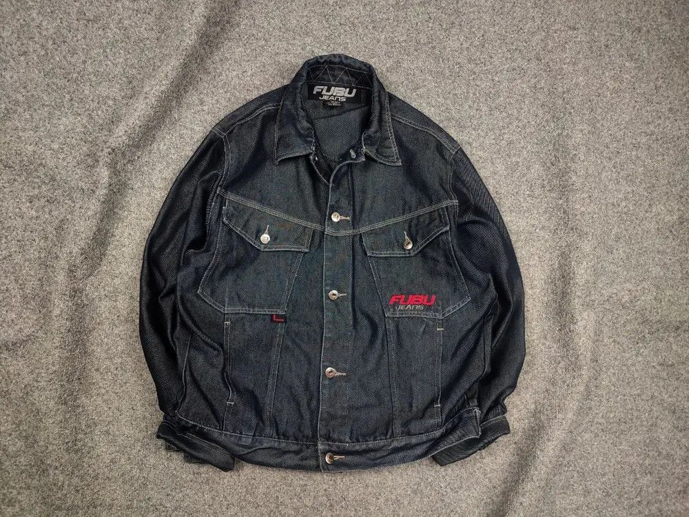 Fubu Vintage Fubu Logo collection Indigo blue denim Jacket Y2K Size US L / EU 52-54 / 3 - 1 Thumbnail