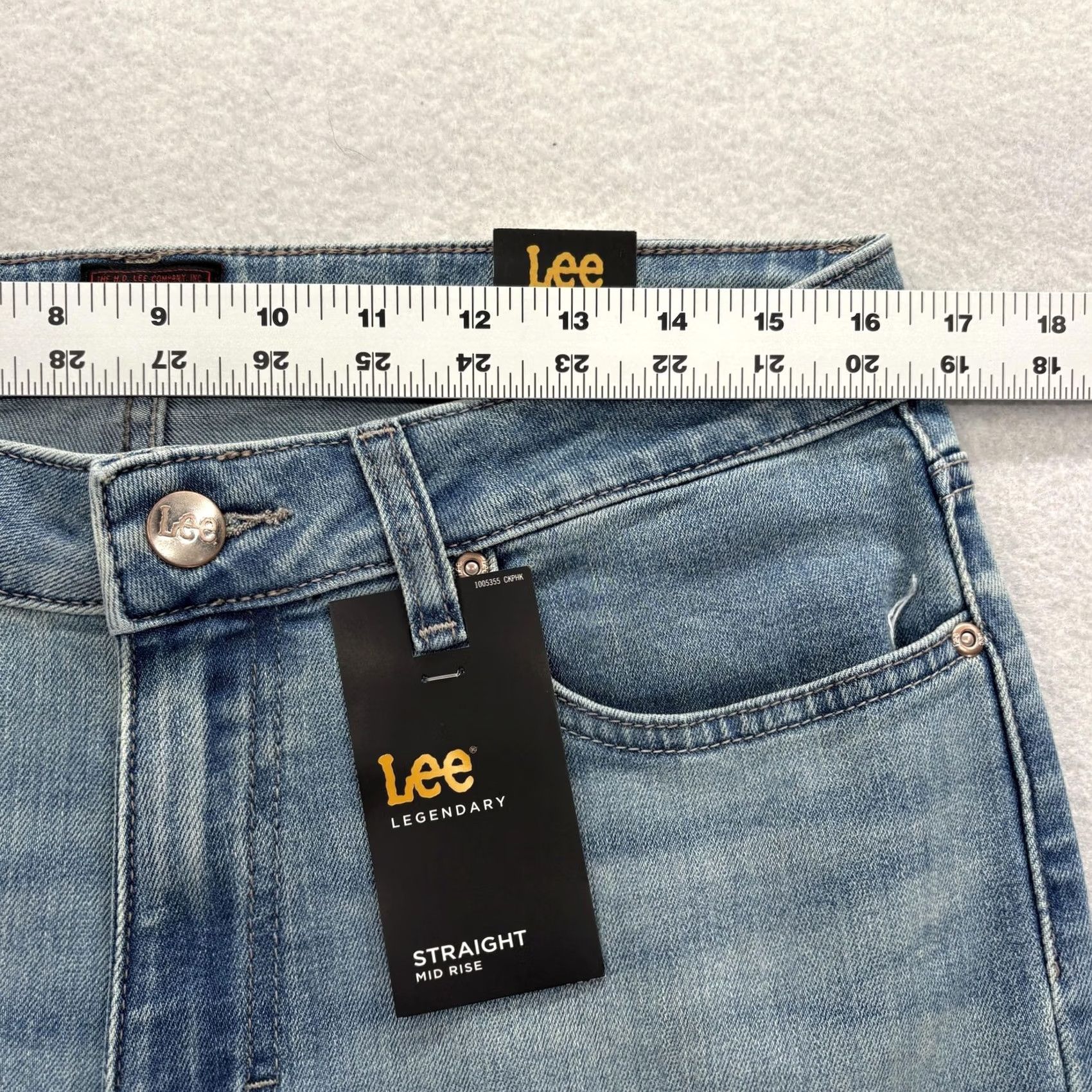 Lee Lee Jeans Womens 12 Tall Blue Light Wash Straight Mid Rise Stretch Denim NWT Size 34" / US 12 / IT 48 - 6 Thumbnail