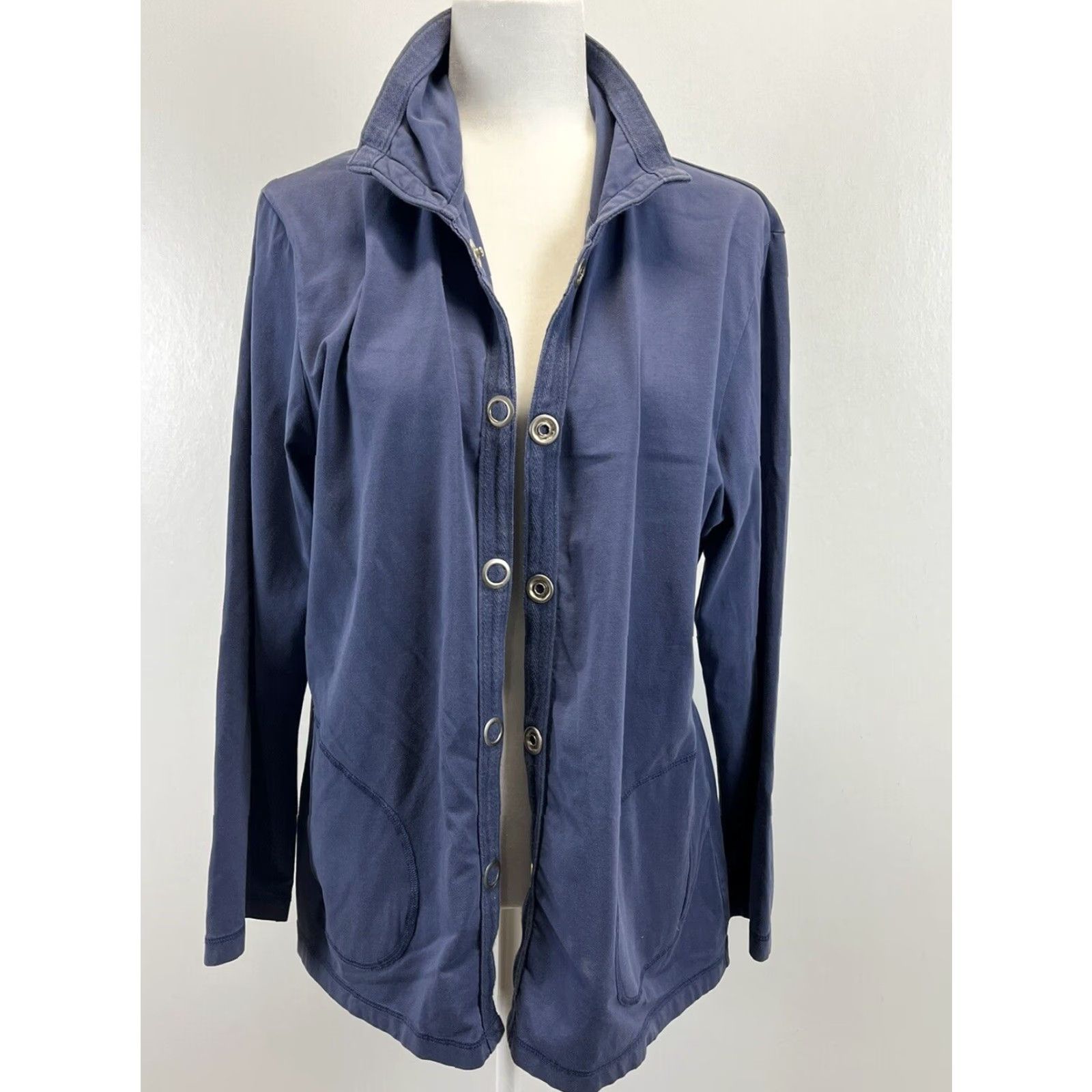 Vintage Chico's Women's Blue Lightweight Snap Jacket Sz XL Size XL / US 12-14 / IT 48-50 - 3 Thumbnail