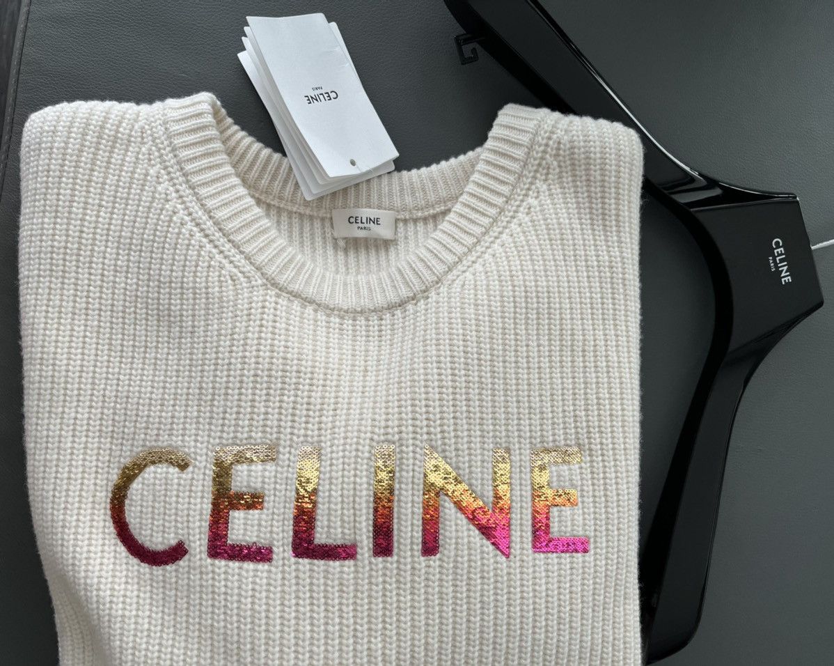 Celine × Hedi Slimane Celine by Hedi Slimane Runway Logo Wool Sweater Brand New Size US XXL / EU 58 / 5 - 20 Thumbnail