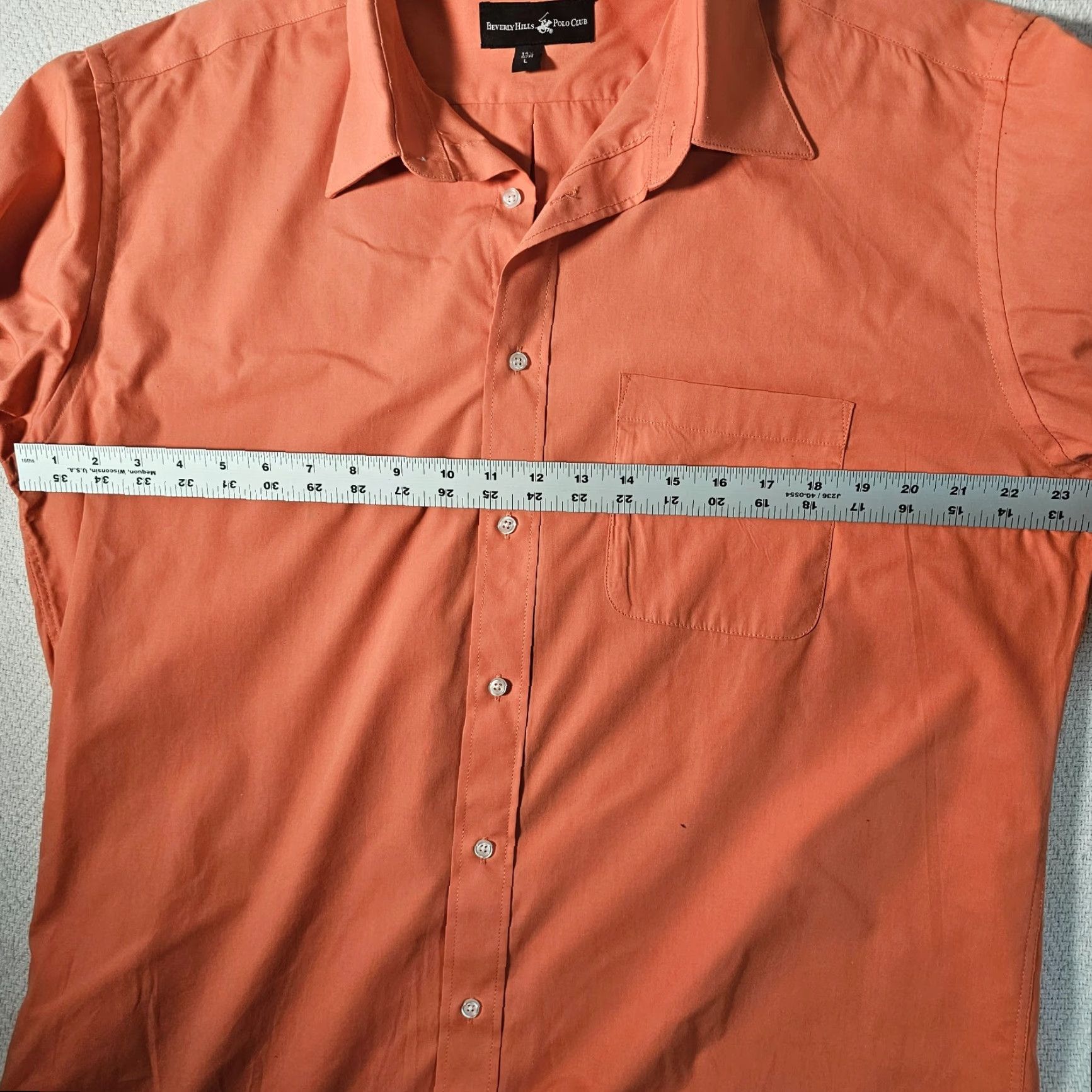 Beverly Hills Polo Club Beverly Hills Polo Club Button-Up Shirt Men L Coral Long Sleeve Collar Size US L / EU 52-54 / 3 - 6 Thumbnail