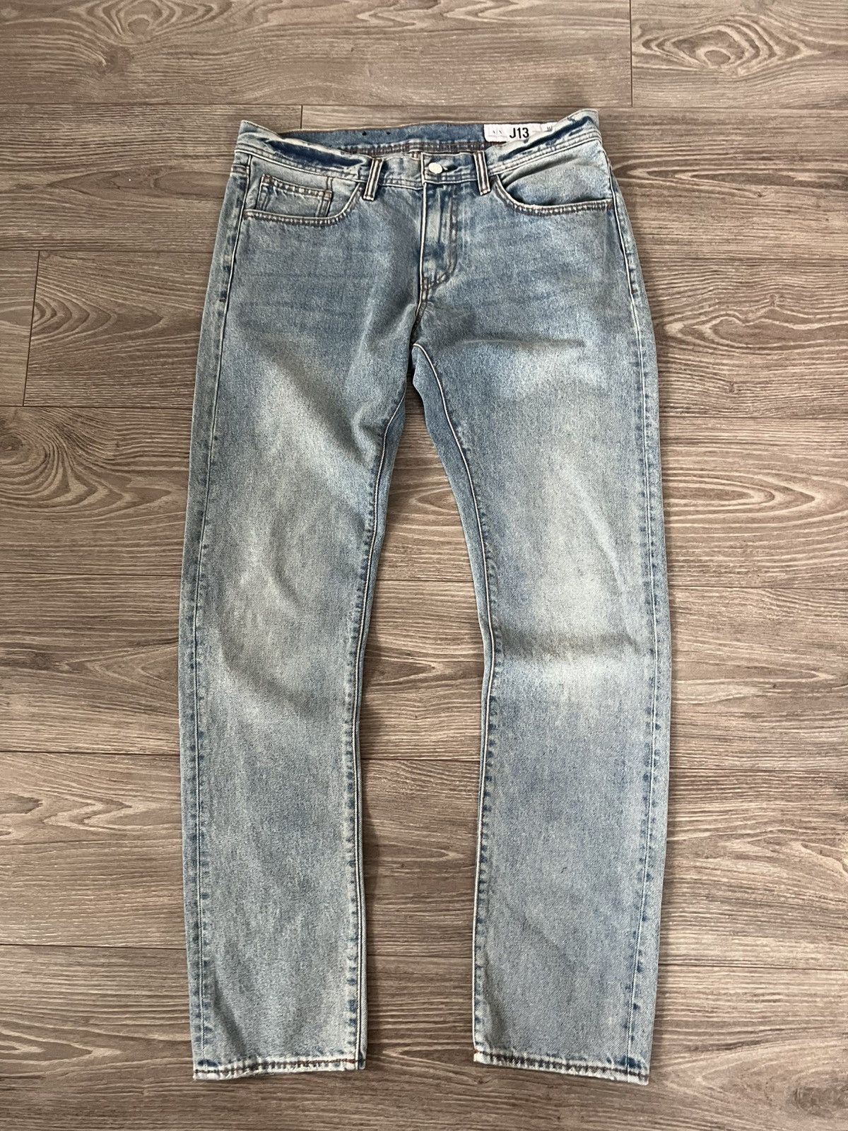 Armani Exchange × Designer ‼️Armani Excange J13 Icon Period Box Logo Denim Jeans‼️ Size US 33 - 14 Thumbnail
