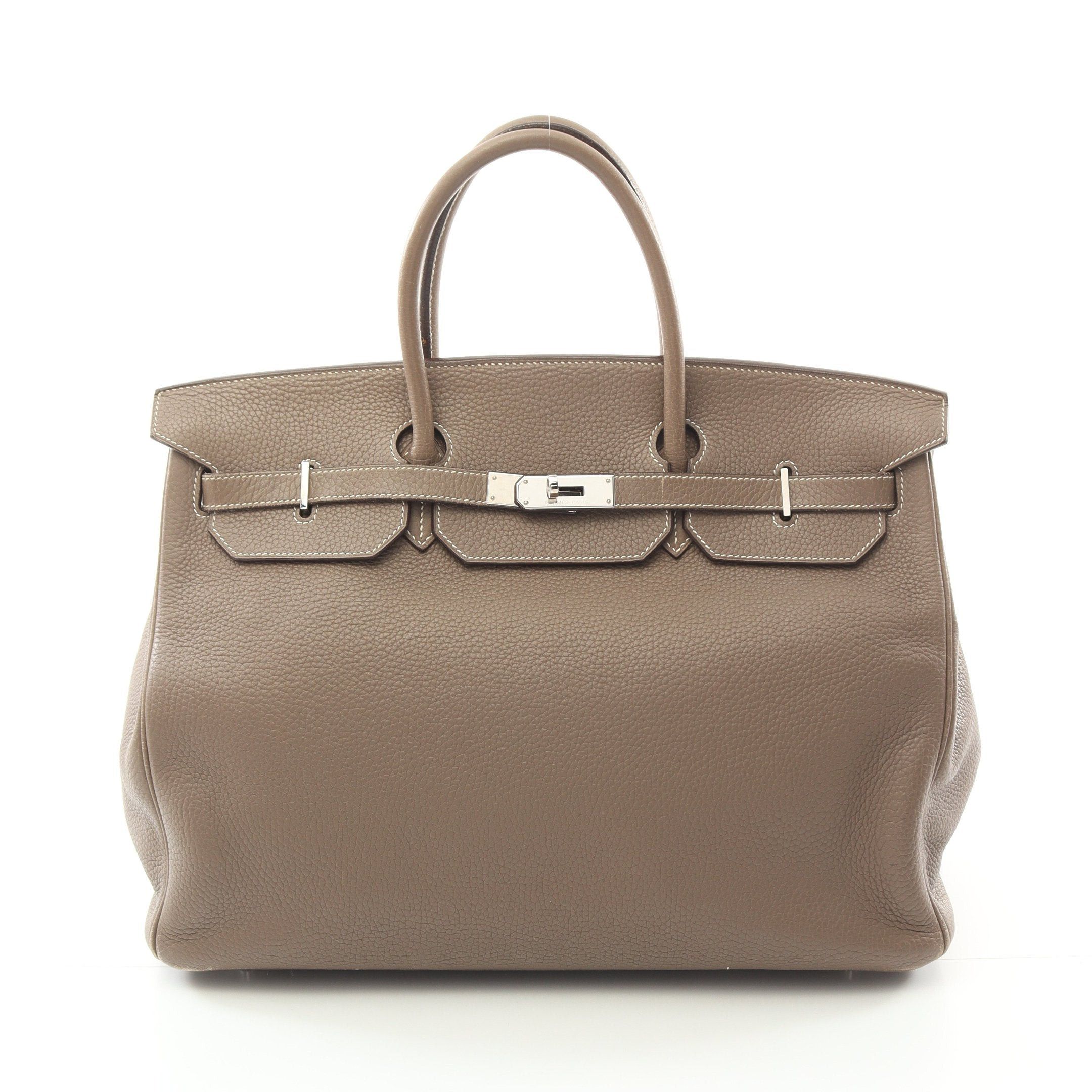 Hermes Hermes Birkin 40 Etoupe Handbag Togo Gray Brown Silver Hardware □J Carved Stamp Size ONE SIZE - 1 Thumbnail