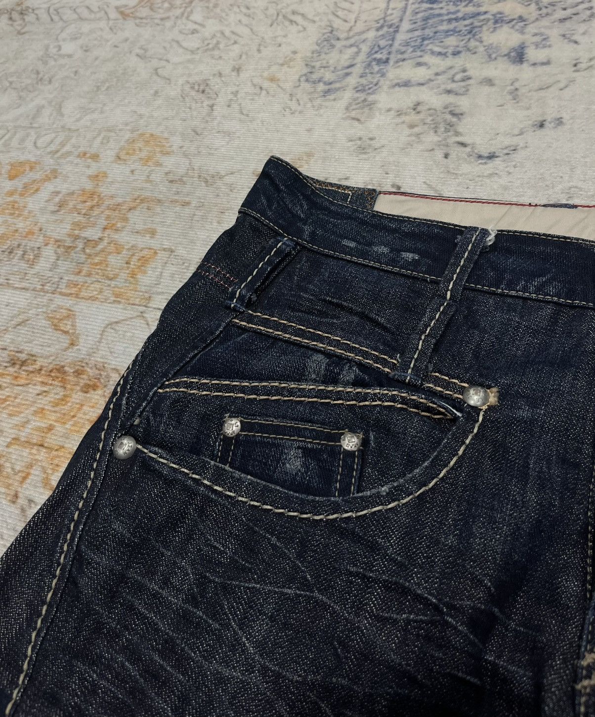 Marithe + Francois Girbaud 2000s Marithé + Le Jean De François Girbaud Navy Brut Denim Size US 32 / EU 48 - 5 Thumbnail
