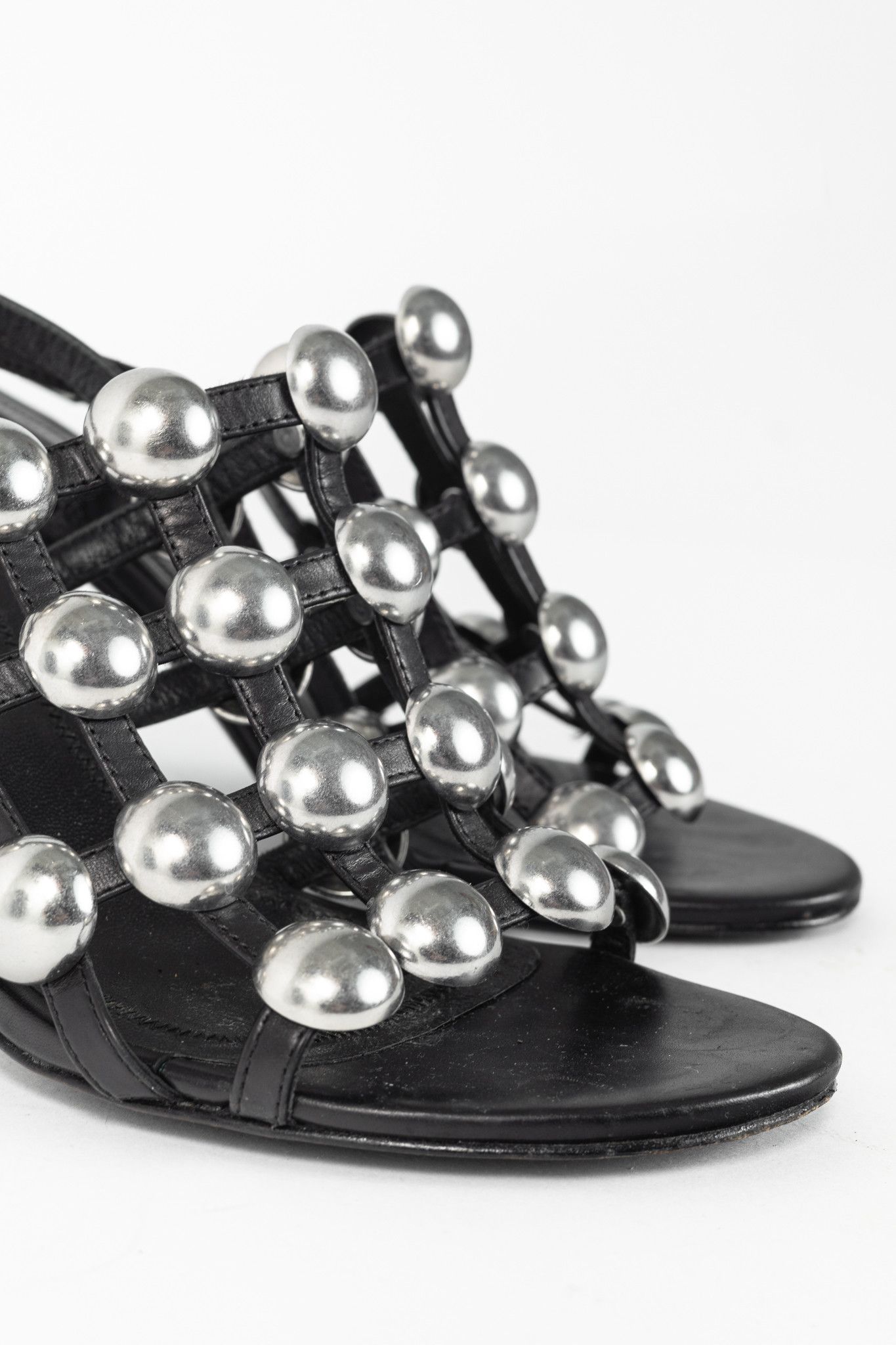 Alexander Wang Alexander Wang Nadia Black Leather Studded-Cage Sandals Size US 6 / IT 36 - 7 Thumbnail