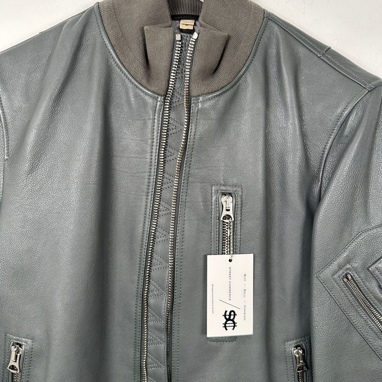 Burberry Burberry Dark Steel Leather Bomber Jacket Size 48 Size US M / EU 48-50 / 2 - 2 Thumbnail