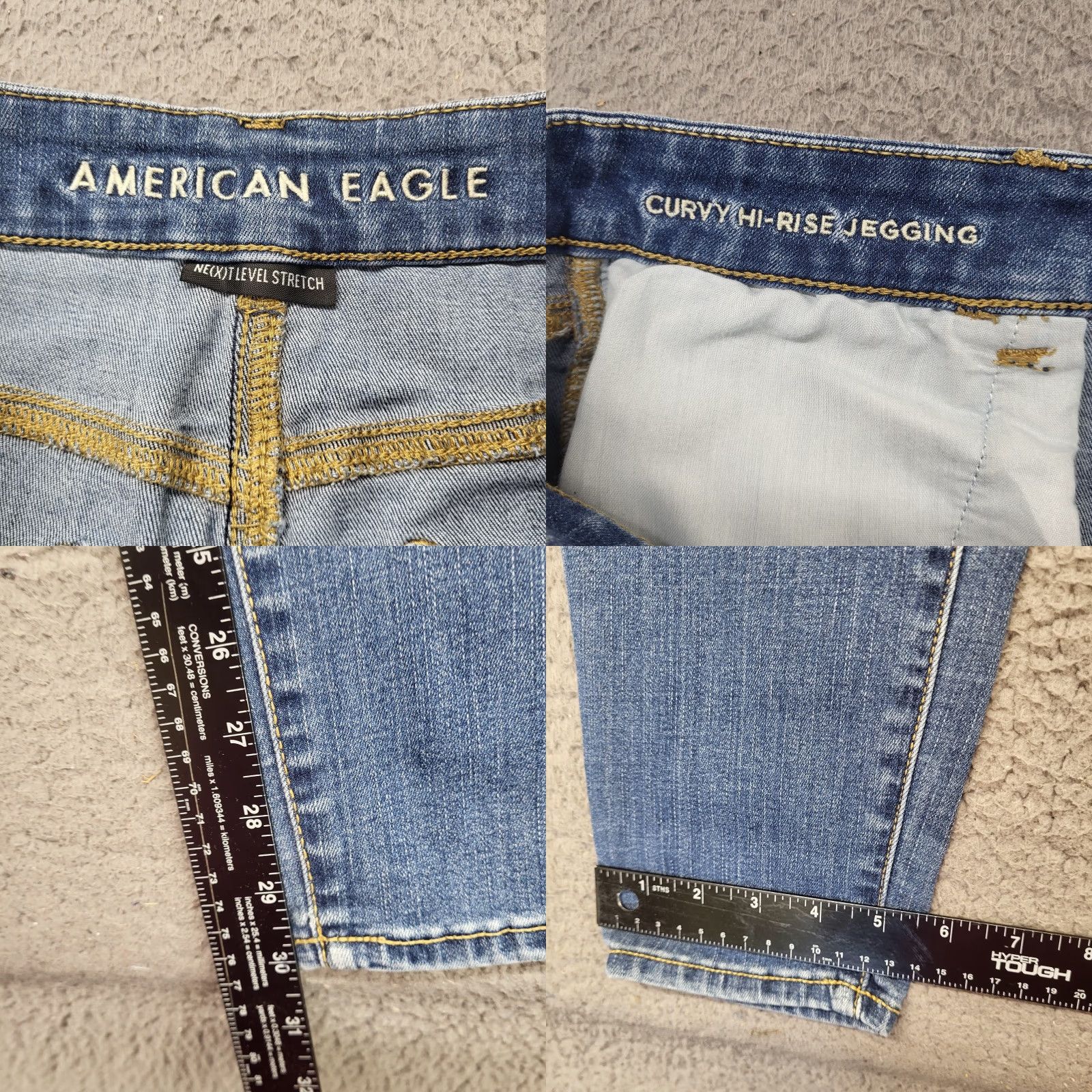 American Eagle Outfitters American Eagle Jeans Womens 14L Curvy High Rise Jegging Distressed Stretch Denim Jeans Holiday 90s Grunge Logo Zipper Button Pocket Size 36" / US 14 / IT 50 - 8 Thumbnail