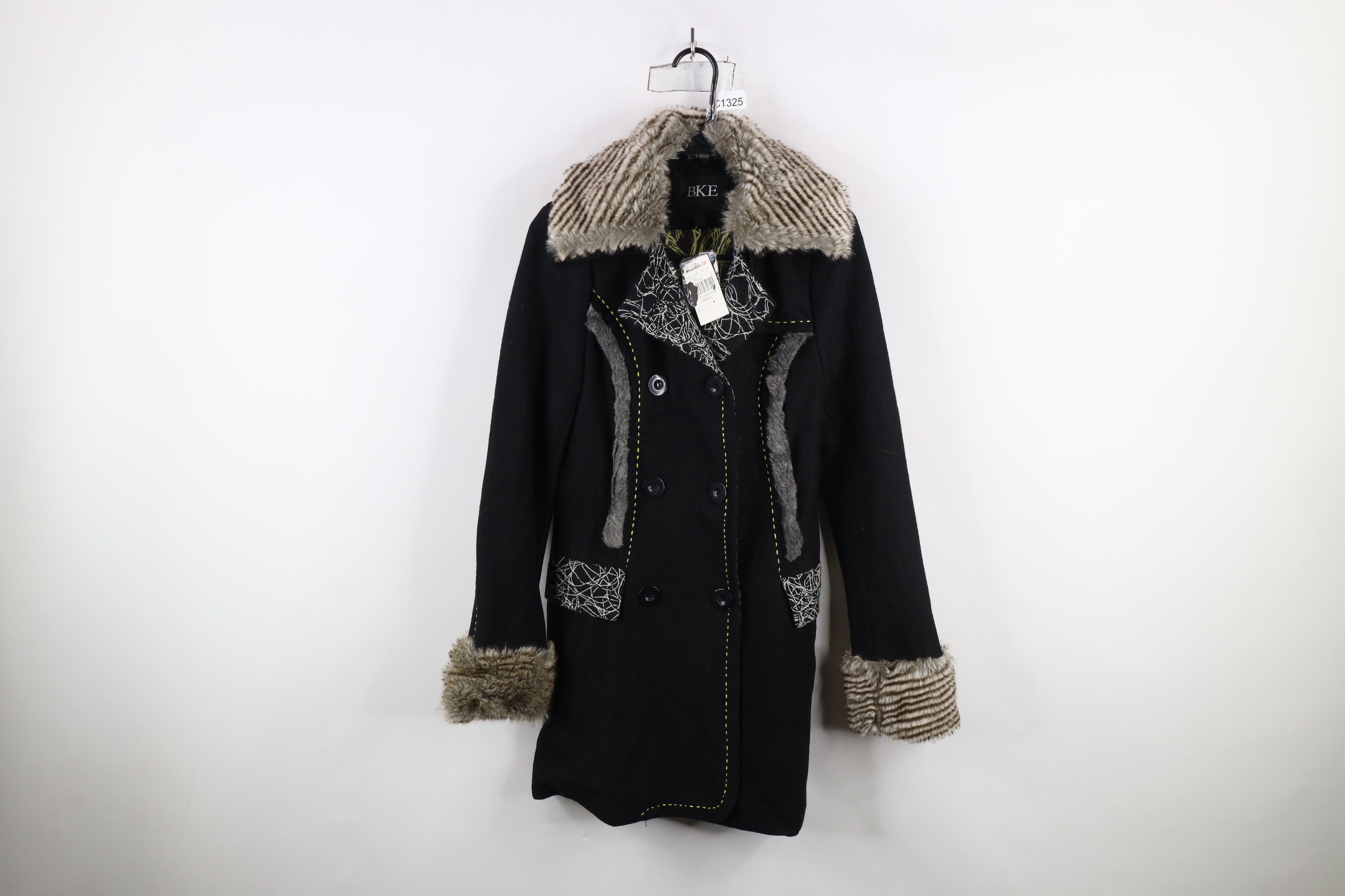 Vintage New Buckle BKE Trim Wool Pennylane Peacoat Jacket Black Size S / US 4 / IT 40 - 1 Thumbnail