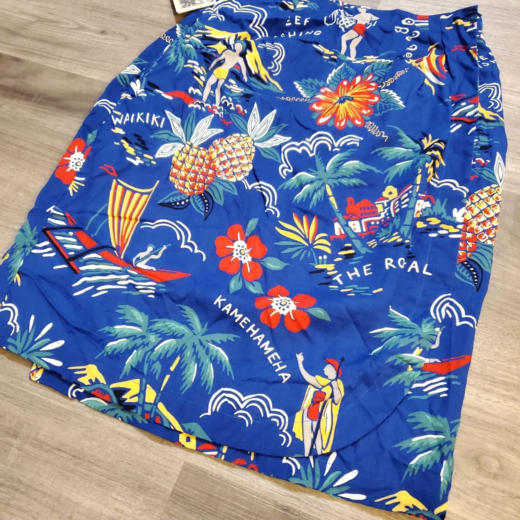 Reyn Spooner VINTAGE Reyn Spooner Blue Wrap Knee Skirt Small Women's Knee Length Floral Ocean Hawaiian 90s Wrap Tie Pockets Lightweight Summer Vacation Classic Size 28" / US 6 / IT 42 - 4 Thumbnail