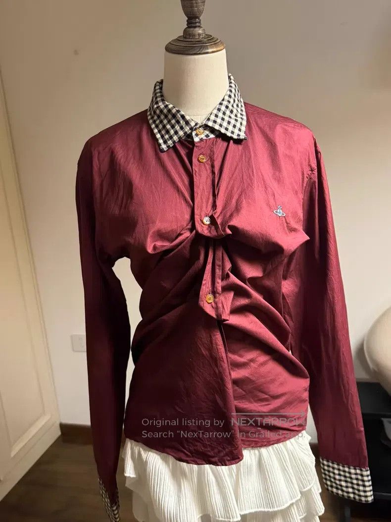 Vivienne Westwood Vivienne Westwood Burgundy checkered collar shirt Size XL / US 12-14 / IT 48-50 - 2 Thumbnail