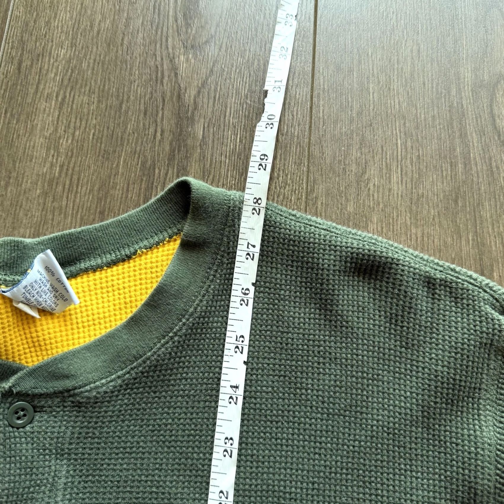 Old Navy Old Navy Mens Thermal Henley Shirt Waffle Knit Long Sleeve 2XL Green Size US XXL / EU 58 / 5 - 7 Thumbnail