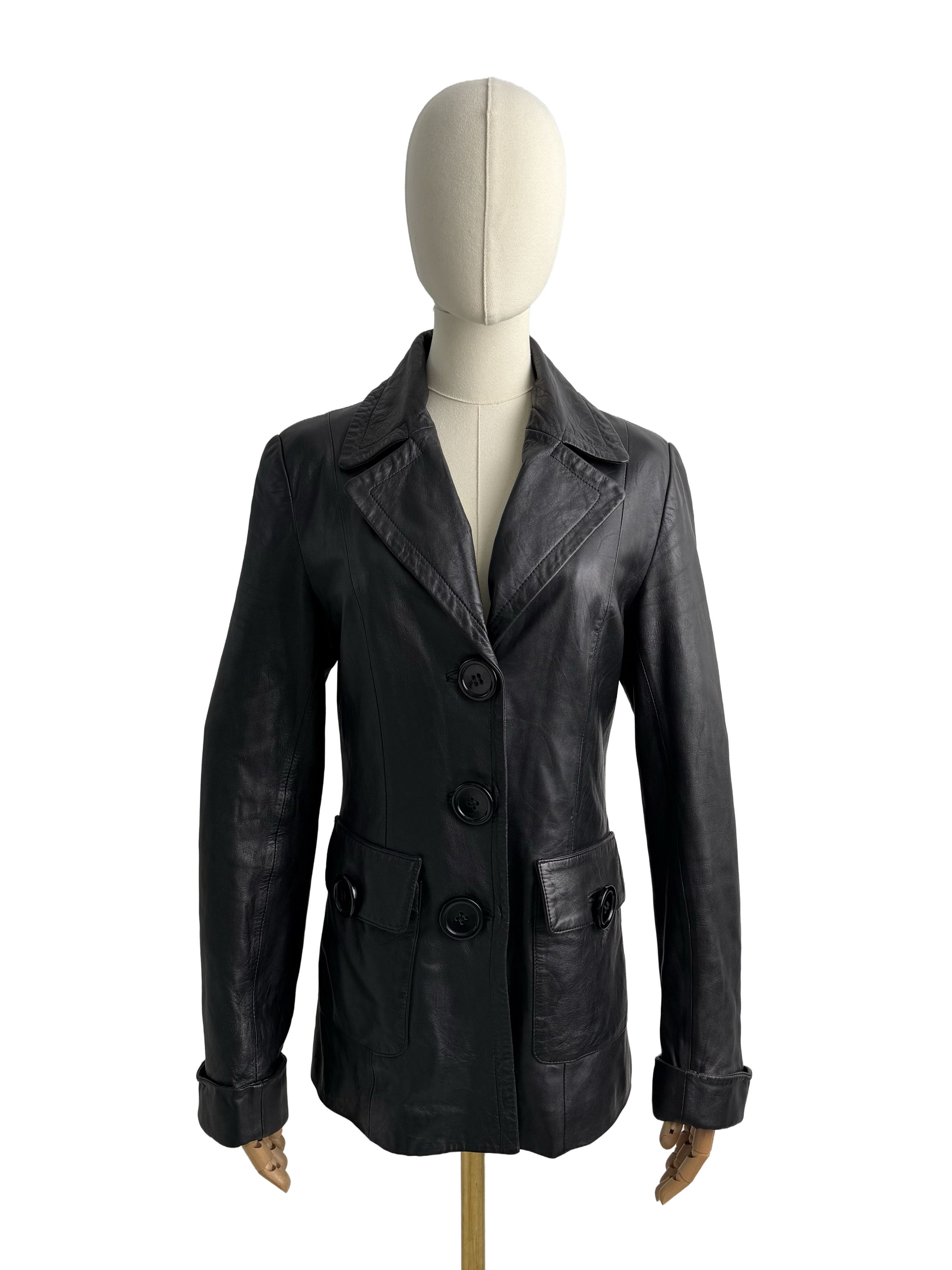 Vintage Vintage Leather Blazer Jacket Tailored Button Up Classic Size M / US 6-8 / IT 42-44 - 2 Thumbnail