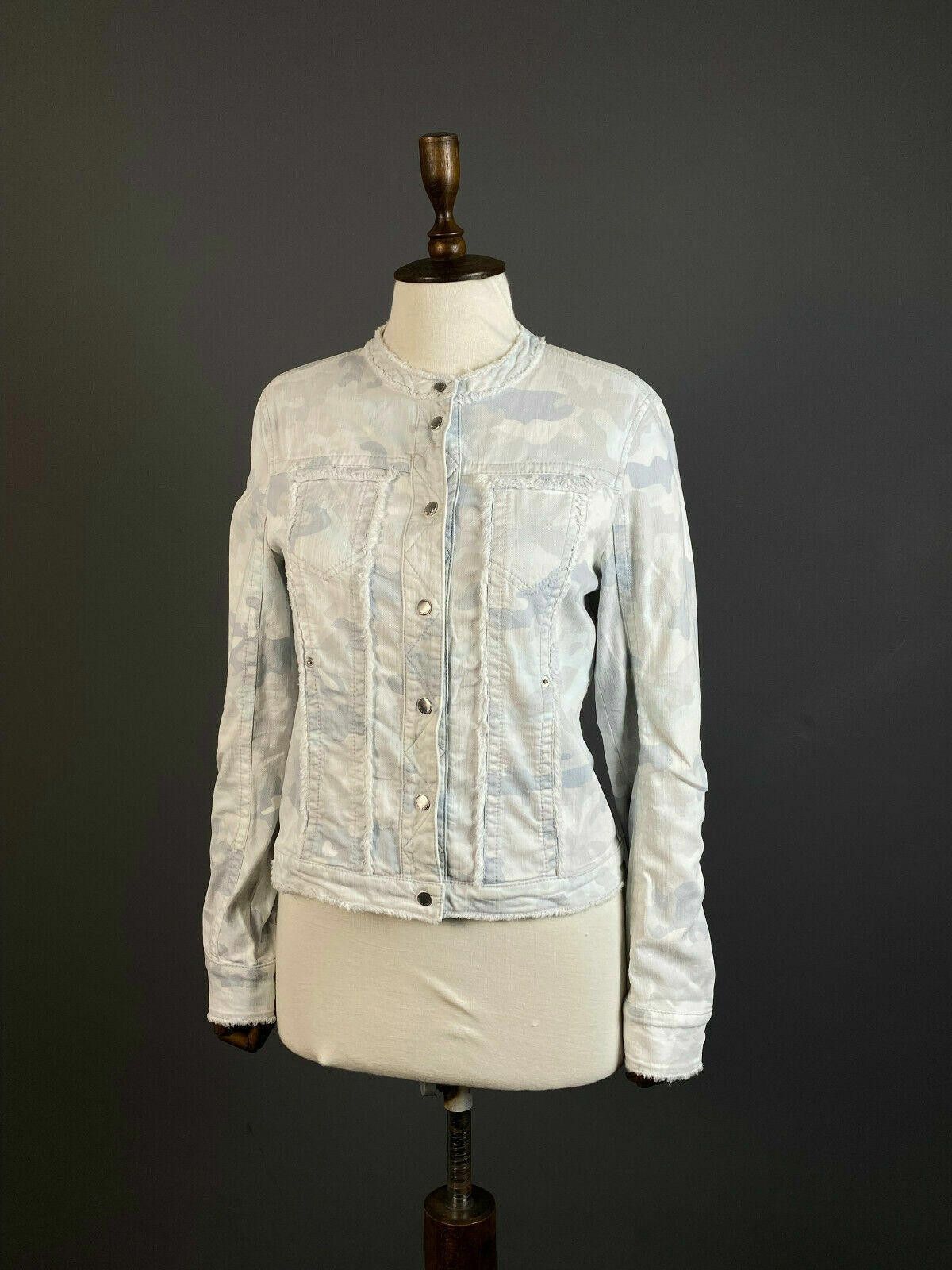 Designer Marc Cain White Camo Designer Cotton Snap Jacket Size 3 Size M / US 6-8 / IT 42-44 - 1 Thumbnail