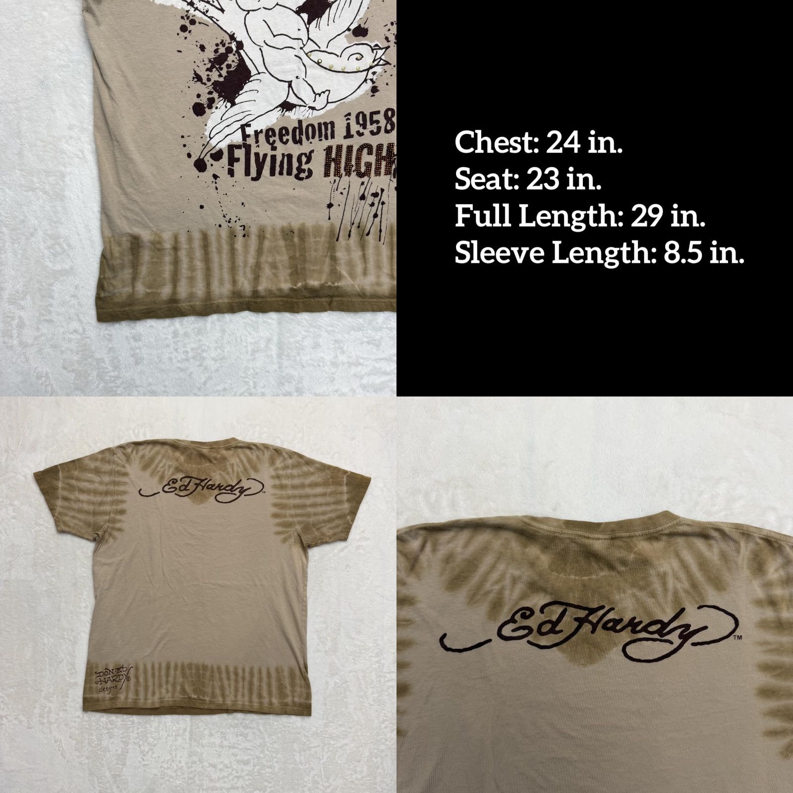 Ed Hardy Ed Hardy Shirt Mens 2XL Brown Freedom 1958 Flying High Tie Dye Graphic Tattoo Crew Neck Short Sleeve Cotton Vintage No Size US XXL / EU 58 / 5 - 8 Thumbnail