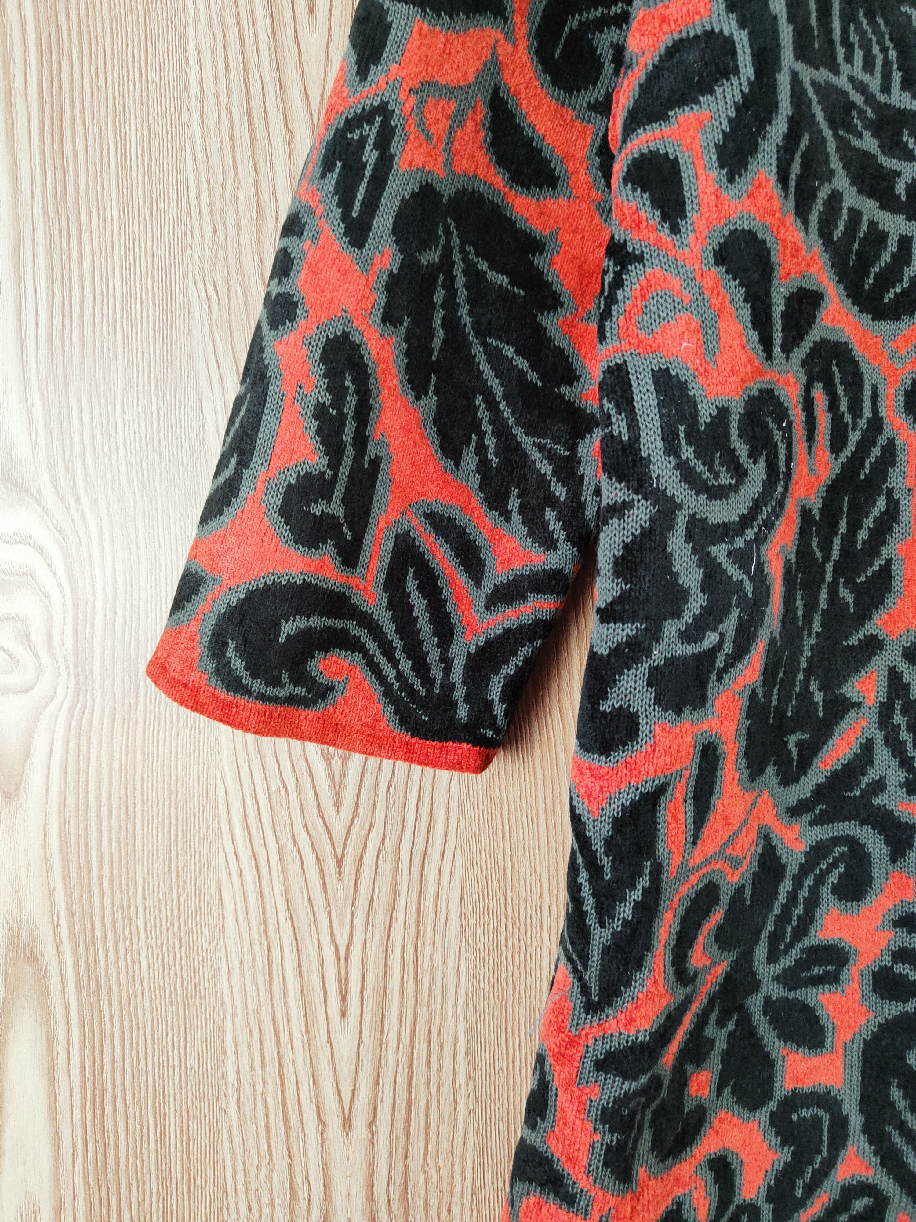 Japanese Brand Micalady Primavista Black Orange art Knitwear Cardigan #W427 Size L / US 10 / IT 46 - 4 Thumbnail