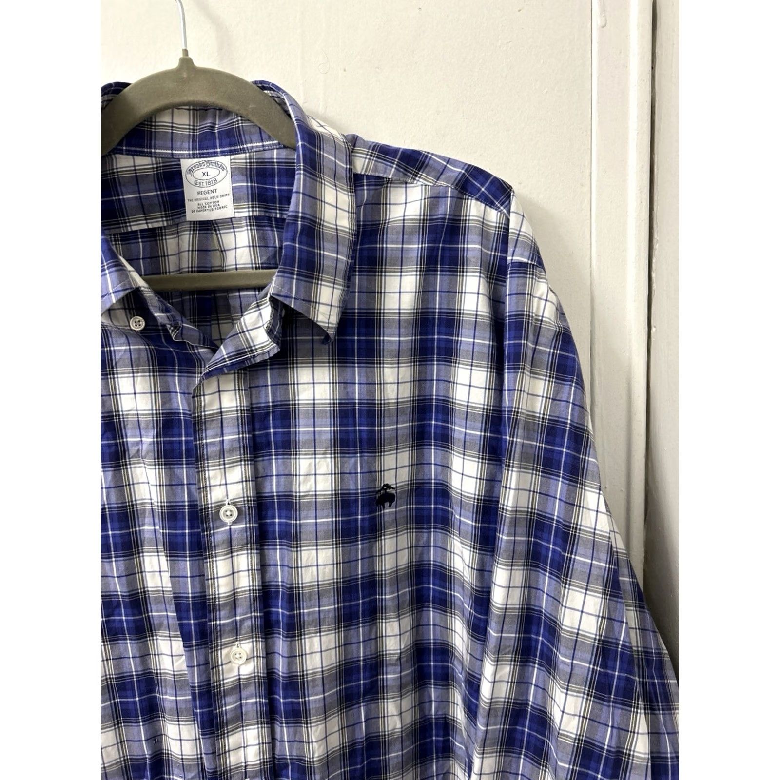Brooks Brothers VTG Brooks Brothers Regent Polo Shirt Mens XL Blue Plaid Button-Down Collar Made In USA Size US XL / EU 56 / 4 - 4 Thumbnail