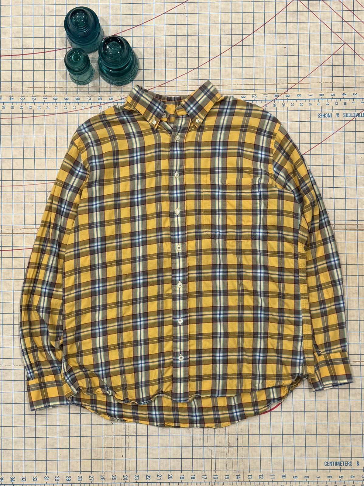 Gitman Bros. Gitman Bros Yellow Plaid Button Up Shirt Mens Size Large Size US L / EU 52-54 / 3 - 1 Thumbnail