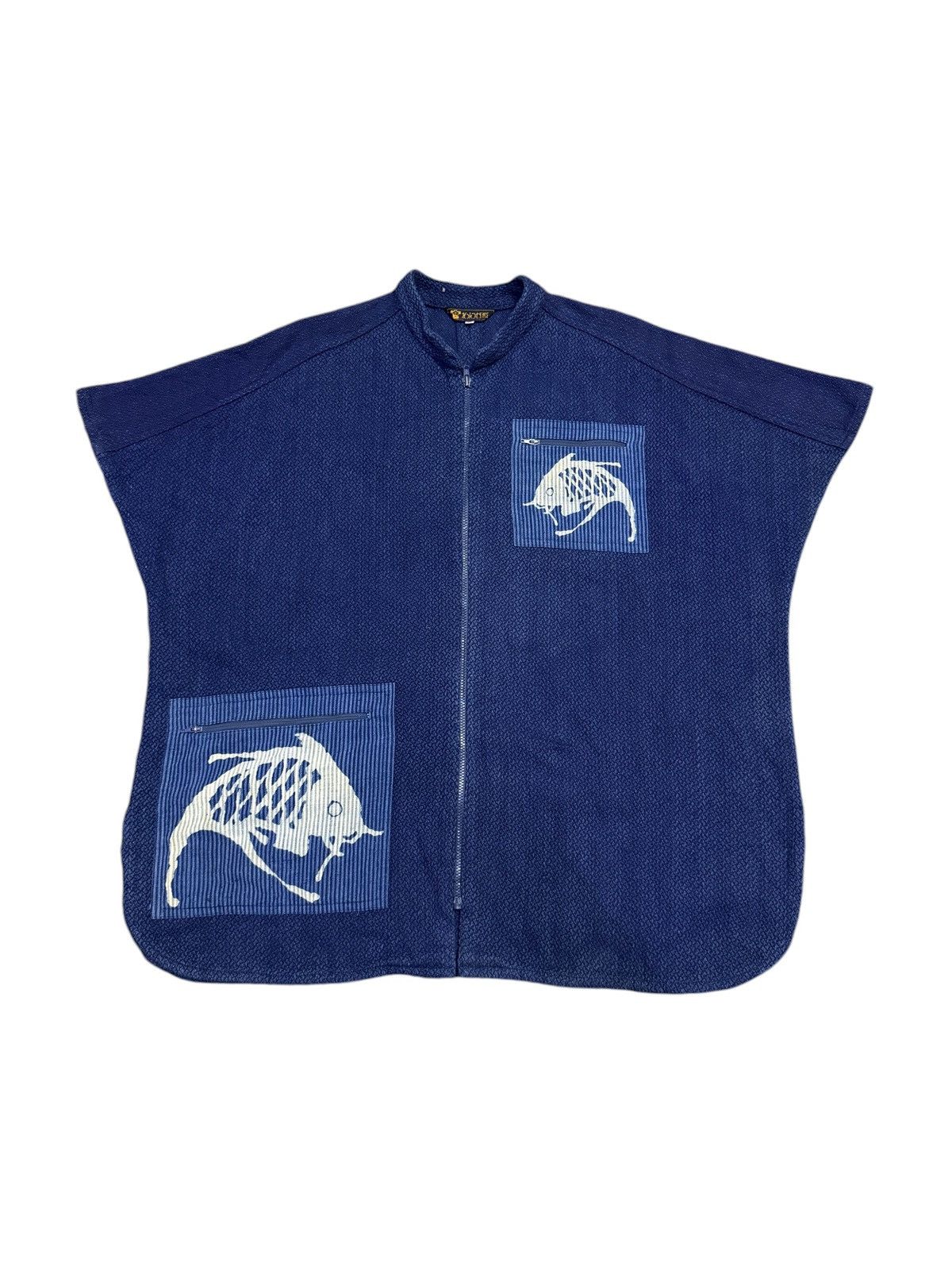 Japanese Brand Vintage Japanese Indigo Kimono Haori Style Fish Graphic Zip Size US M / EU 48-50 / 2 - 1 Thumbnail