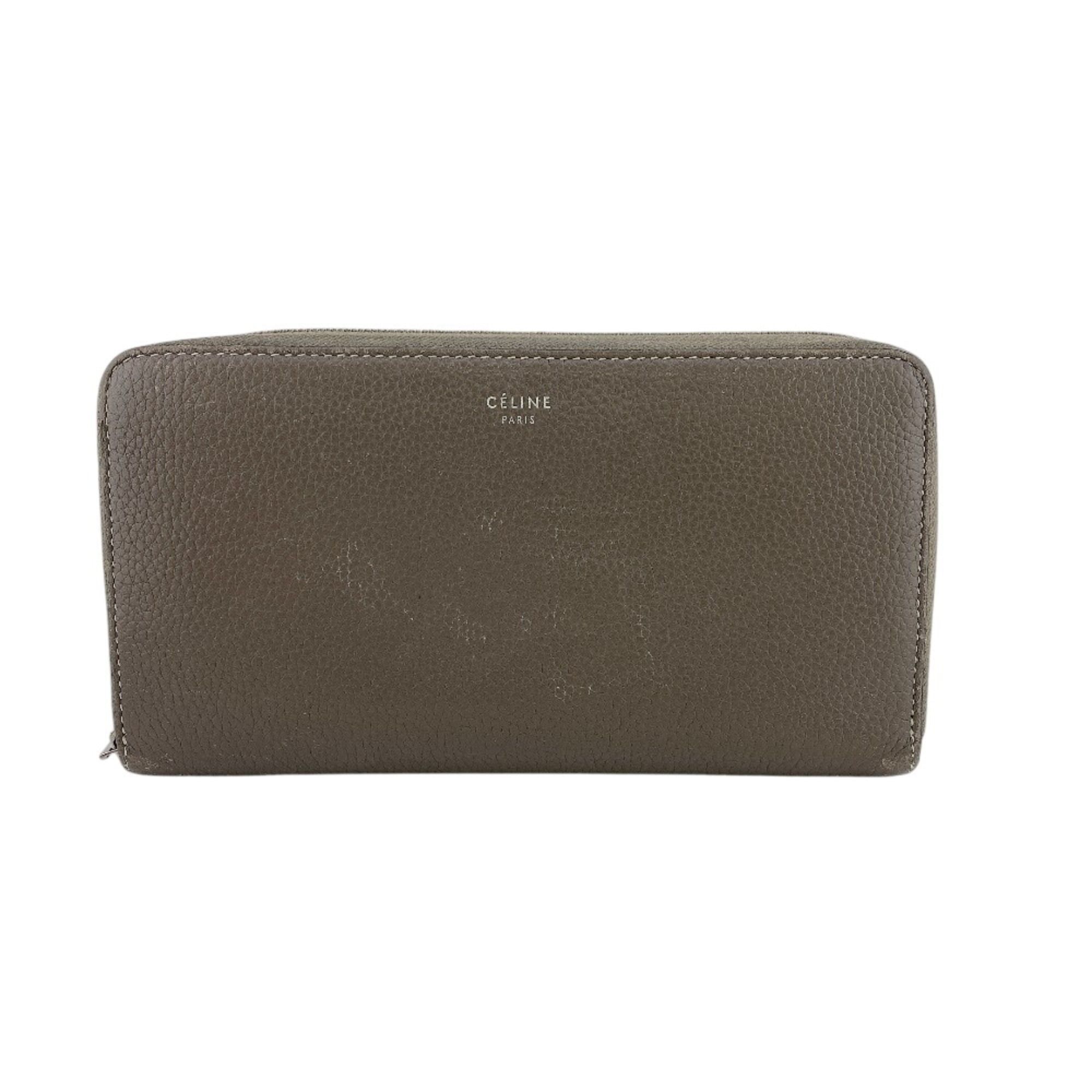Celine Celine Round Zipper Logo Long Wallet, Gray Size ONE SIZE - 1 Thumbnail