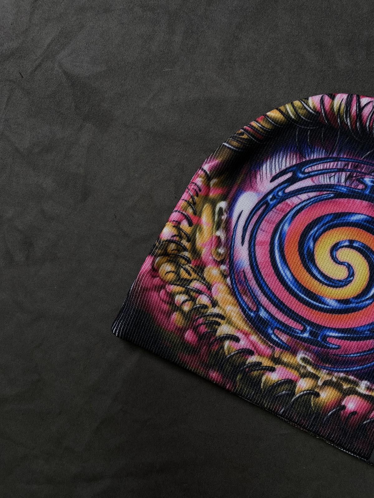 Japanese Brand Rare Psychedelic Swirl Eye No Cuff Knit Beanie Hat Multi OS Size ONE SIZE - 3 Thumbnail