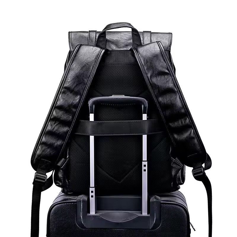 Japanese Brand Capacity Streetwear PU Leather Backpack Bag Size ONE SIZE - 5 Thumbnail