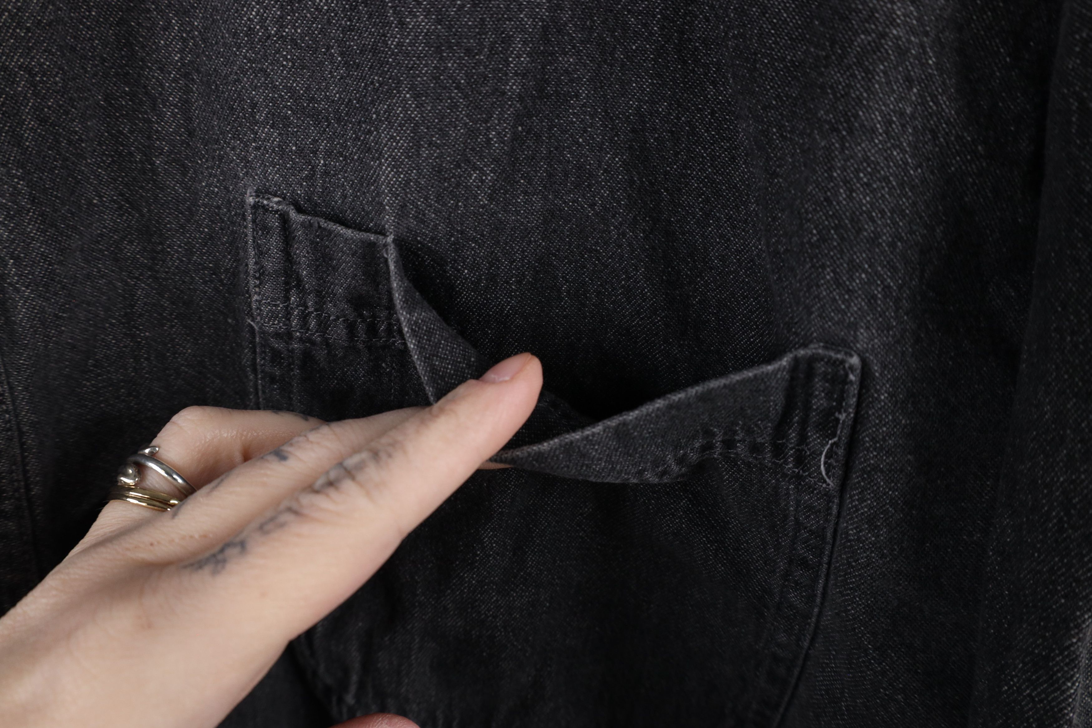Vintage Vintage 90s Streetwear Jean Collared Button Down Shirt Black Size US XXL / EU 58 / 5 - 5 Thumbnail