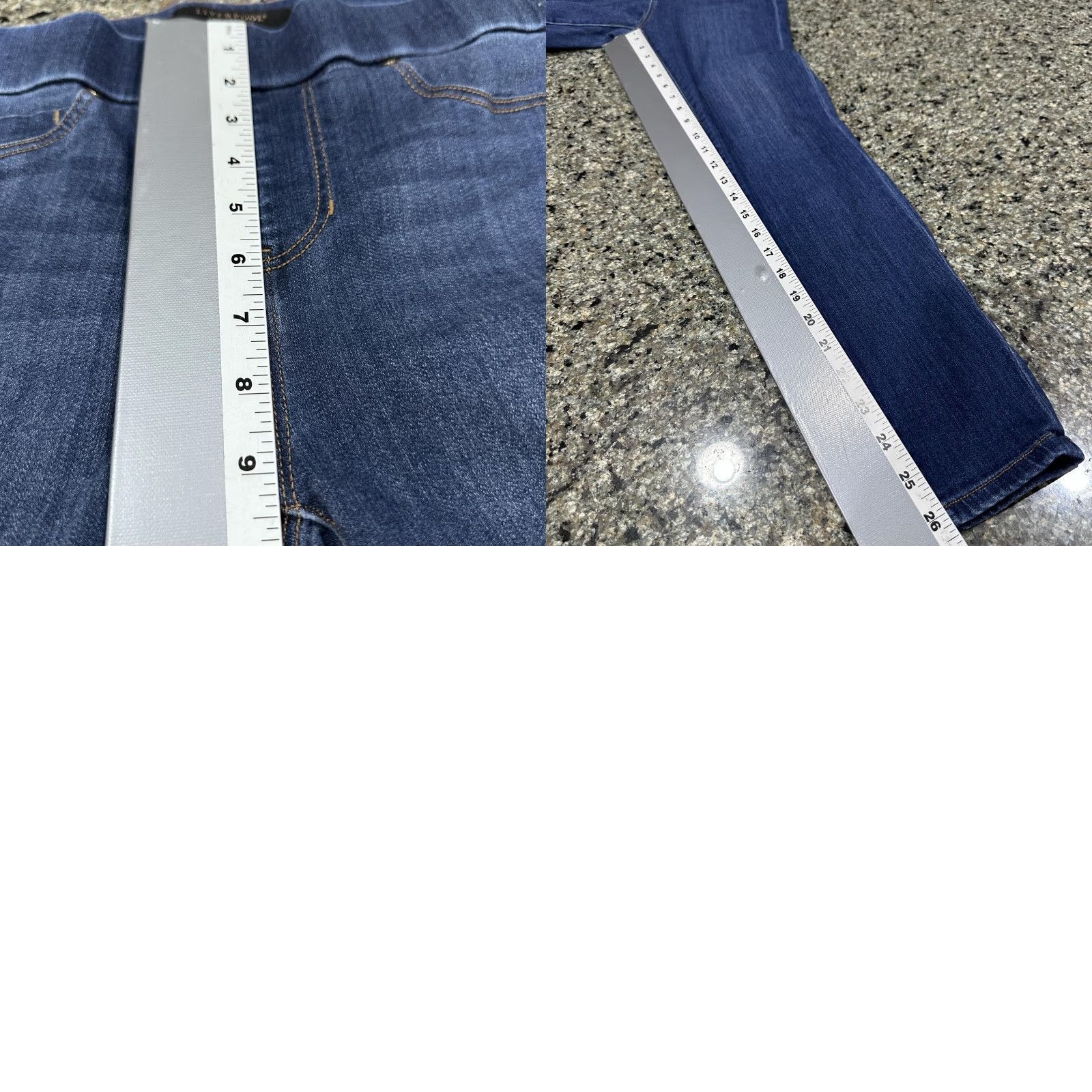 Vintage Liverpool Jeans Women 4/27 Blue Ankle Skinny Stretch Pull On Dark Wash Denim Shirt, haha Size 29" - 8 Thumbnail