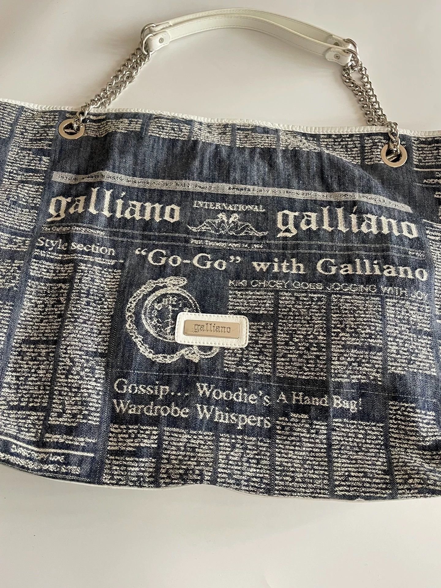 John Galliano John Galliano Oversized Denim Newspaper Print Tote Size ONE SIZE - 2 Thumbnail