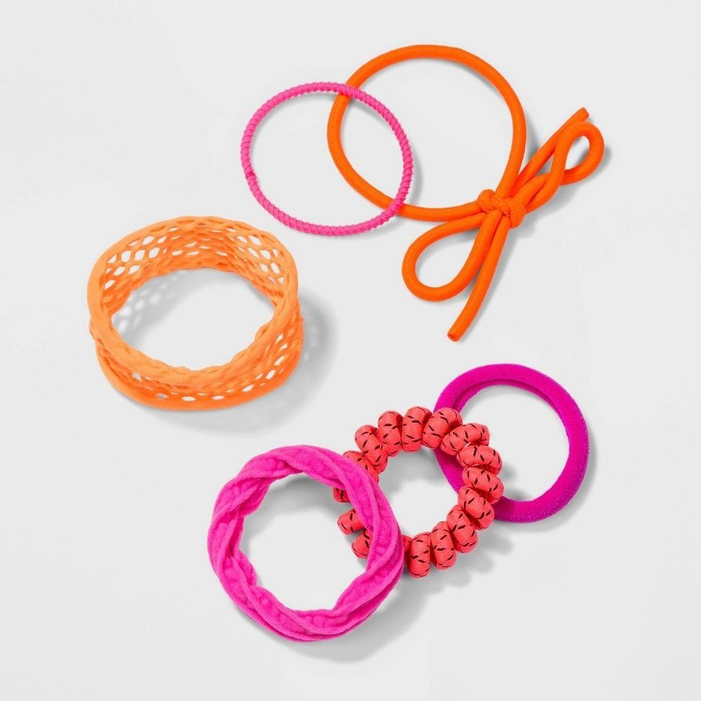 Other Pony Holders Hair Elastic Set 6pc - Wild Fable™ Orange/Pink Size ONE SIZE - 1 Thumbnail